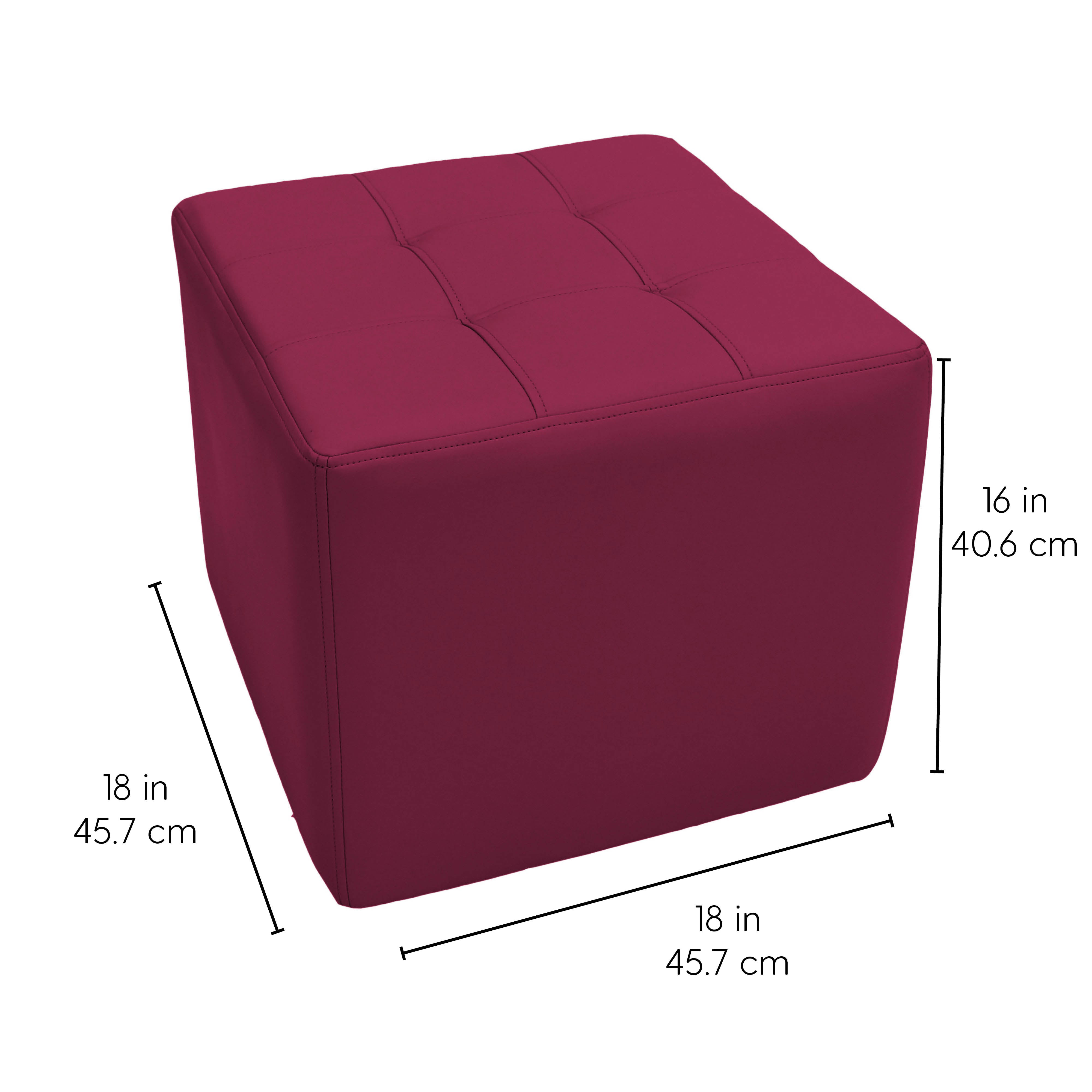 Tufted Square Ottoman 16" Height - Raspberry