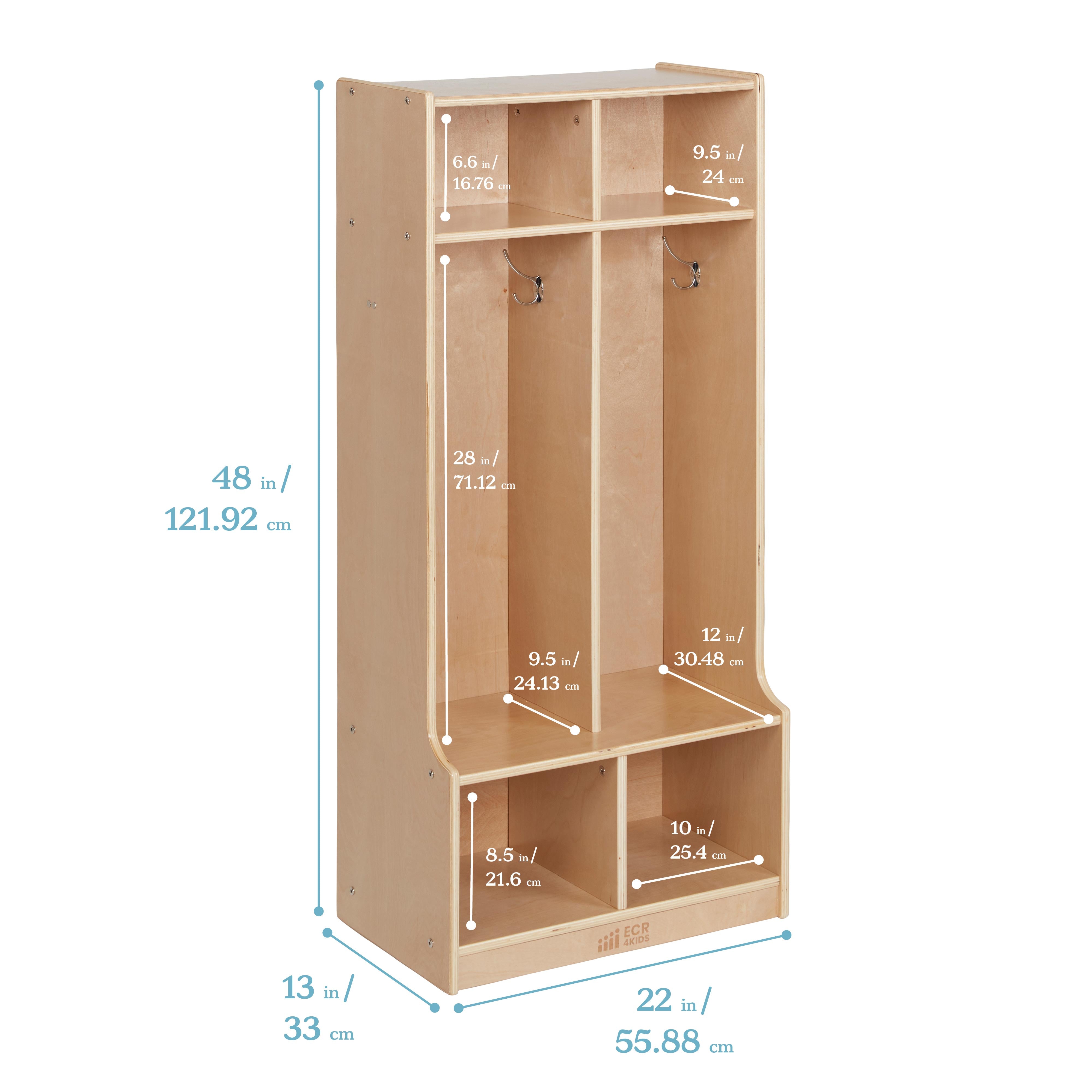 2-Section Coat Locker with Bench - Natural