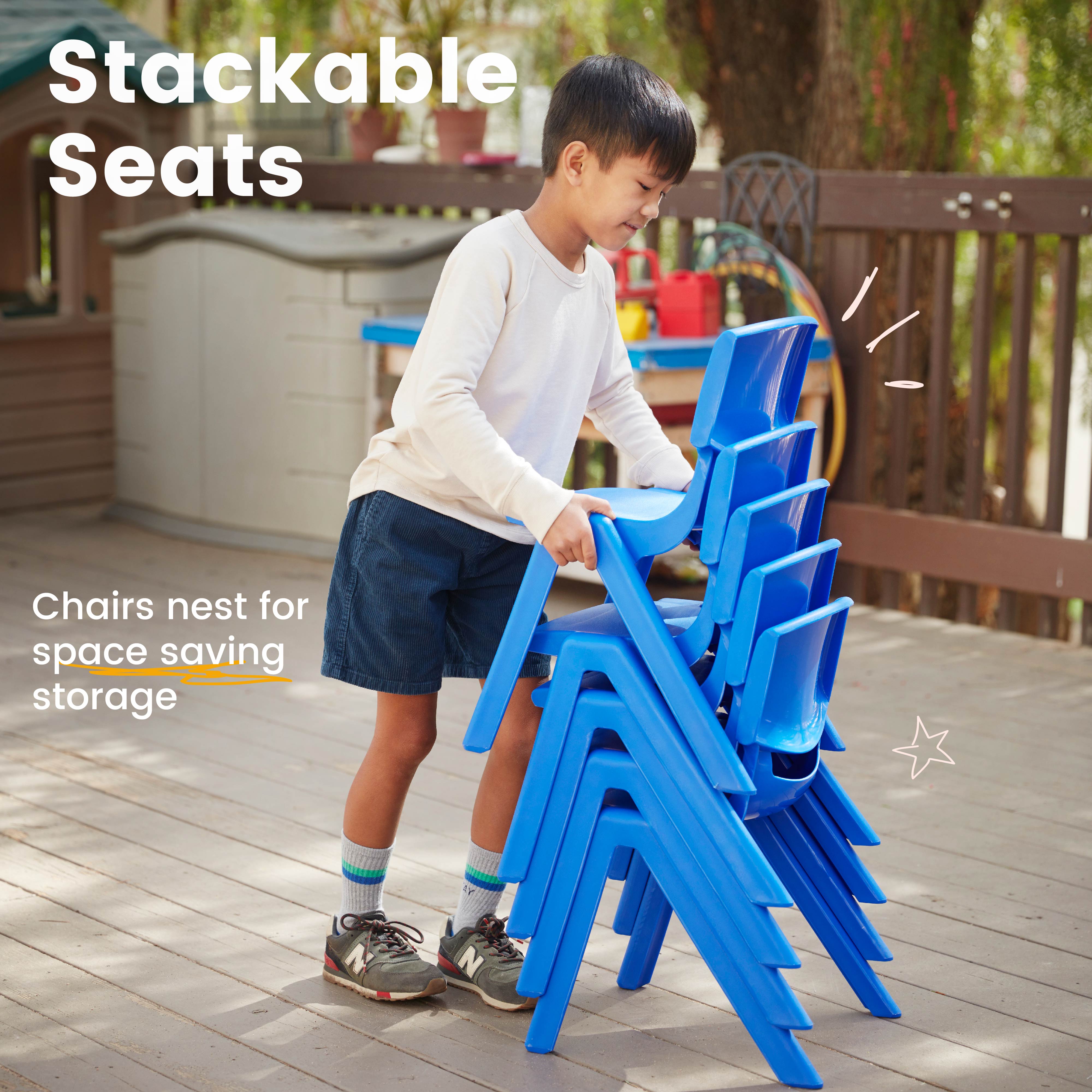 12in Plastic School Stack Chair 10-Pack - Blue