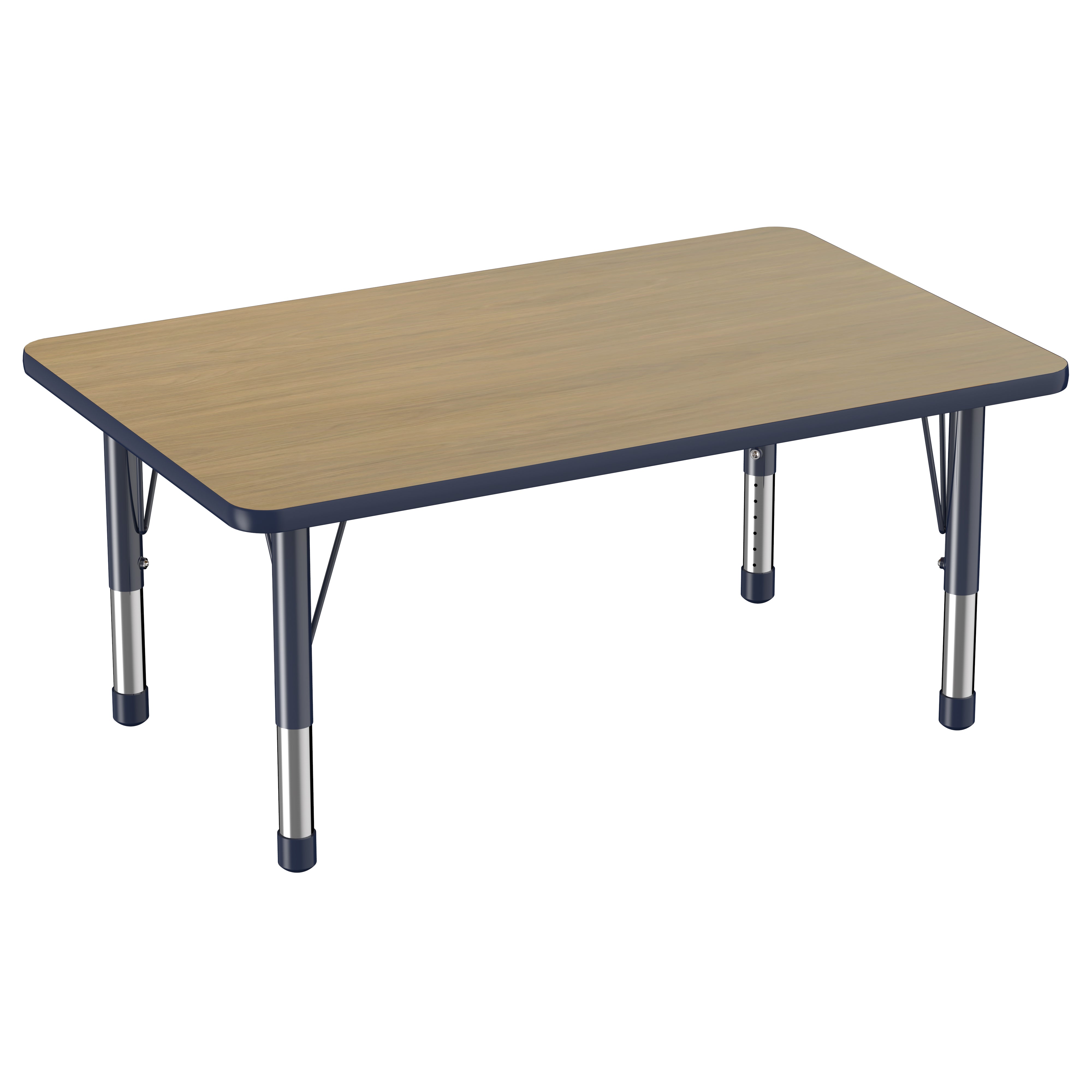 30" x 48" Rectangle T-Molding Activity Table with Adjustable Chunky Legs - Pasadena Oak/Navy