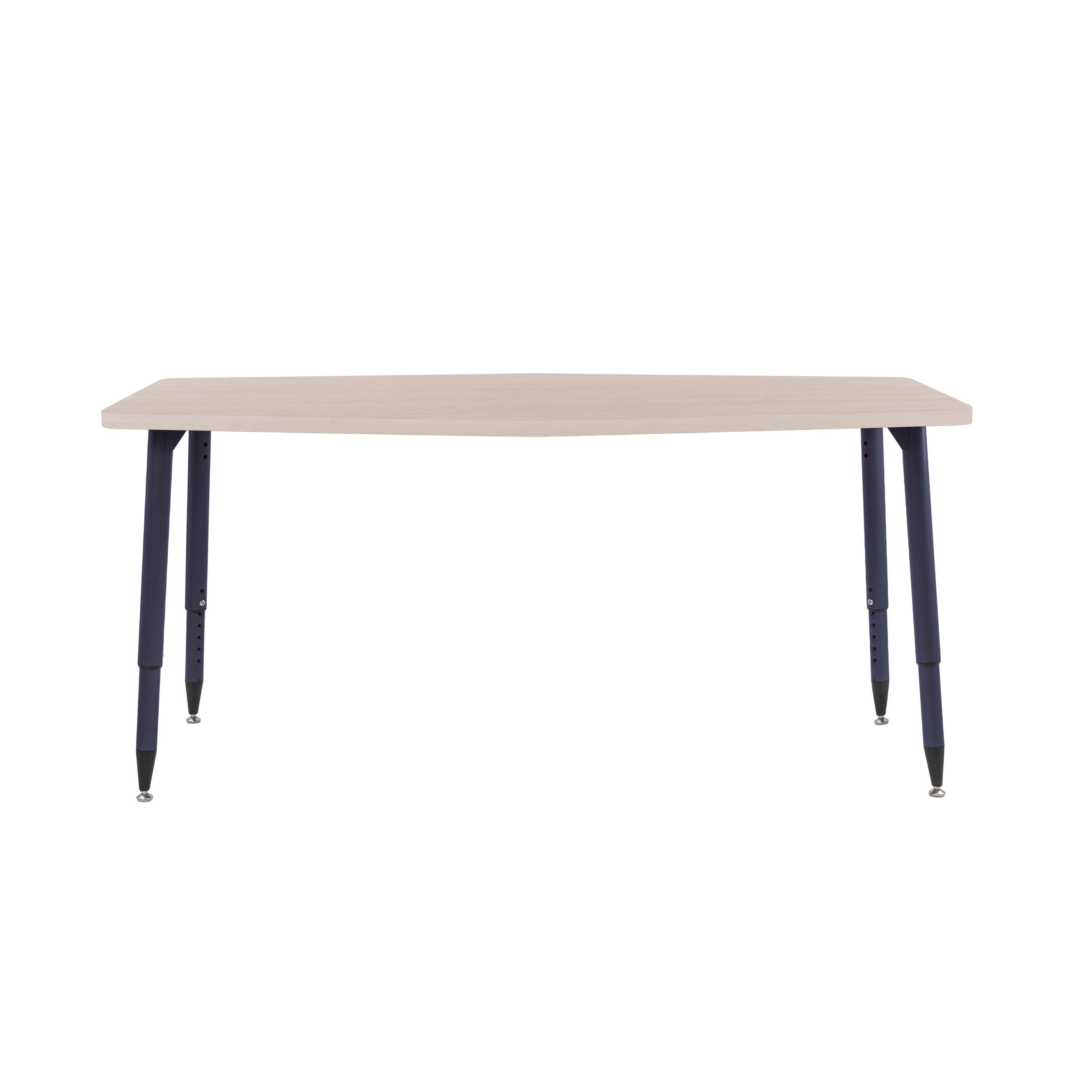 Adapte 34" x 60" Long Hexagon Woodgrain Activity Table with Adjustable Tapered Legs - Asian Sand/Black