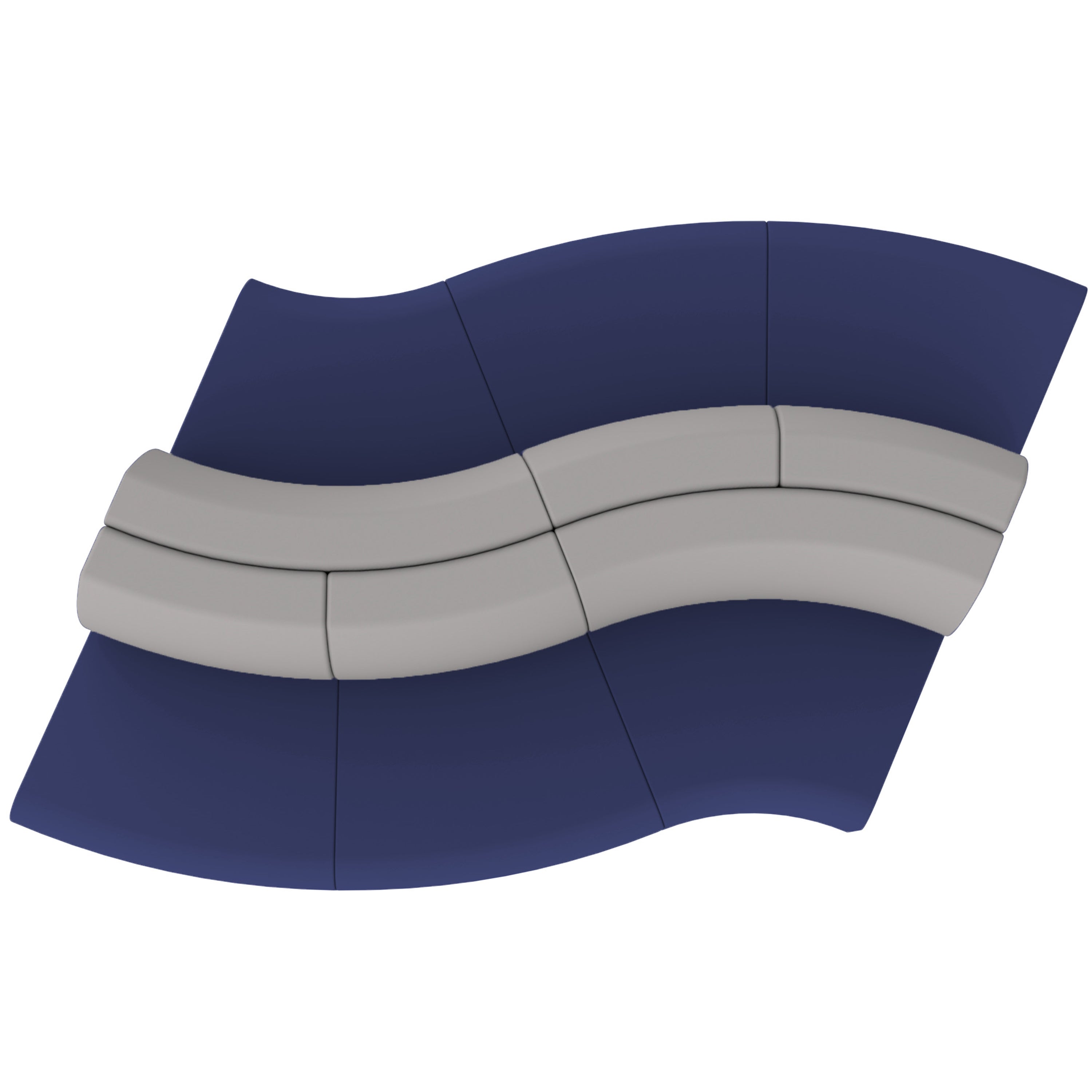 Pro Series Connect Edged Ripple Seating, 6-Piece Set - Navy/Gray