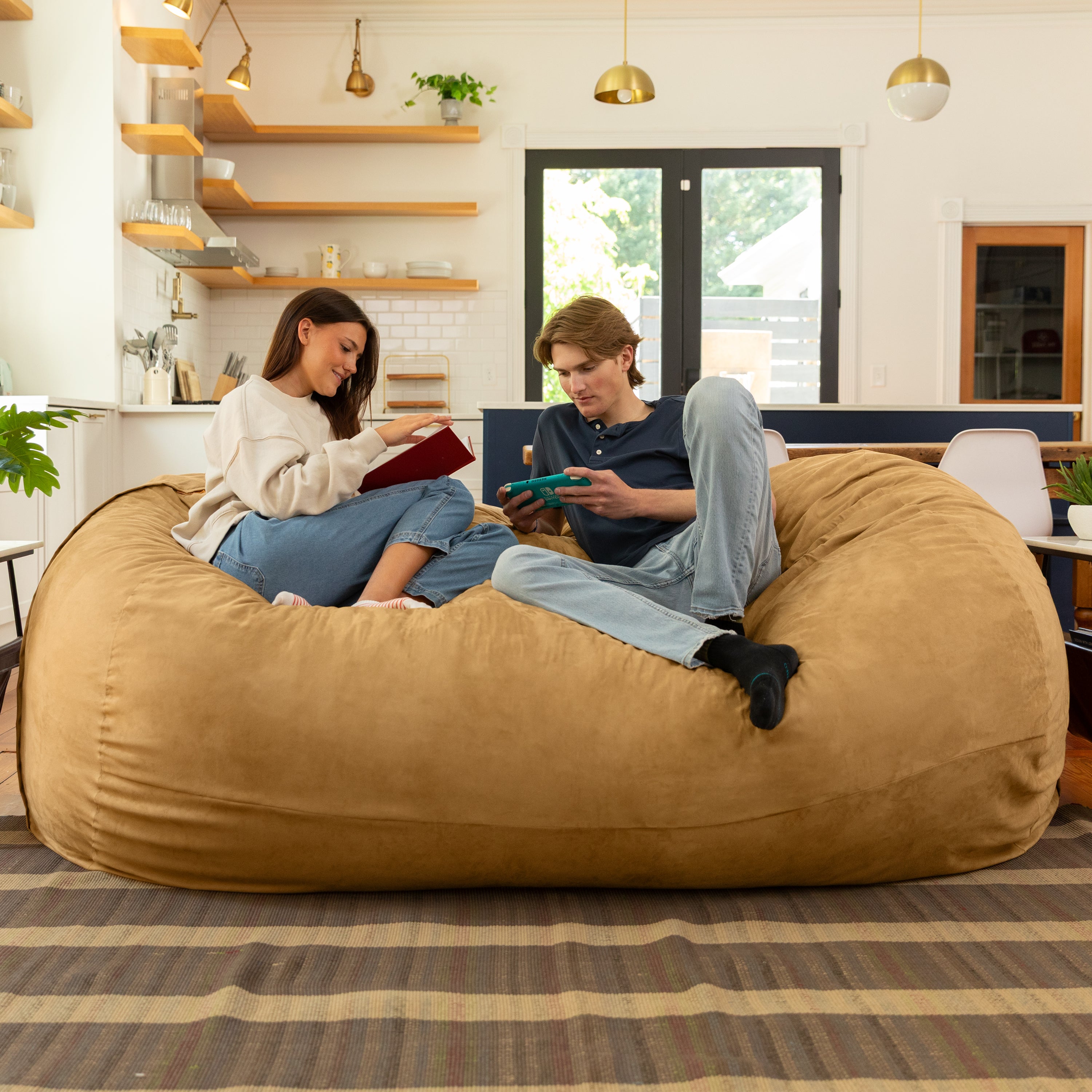 Jaxx 7 Foot Giant Bean Bag Sofa, Camel