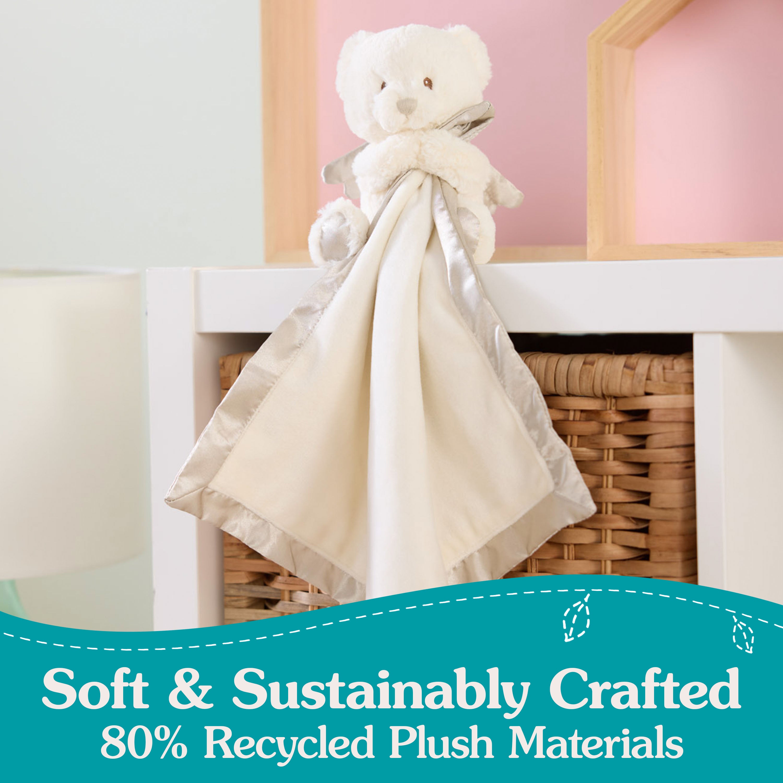 GUND Baby Angel Bear Lovey, Spiritual Teddy Bear Lovey Made from Recycled Materials, Plush Lovey Blanket for Babies and Newborns, White, 12”