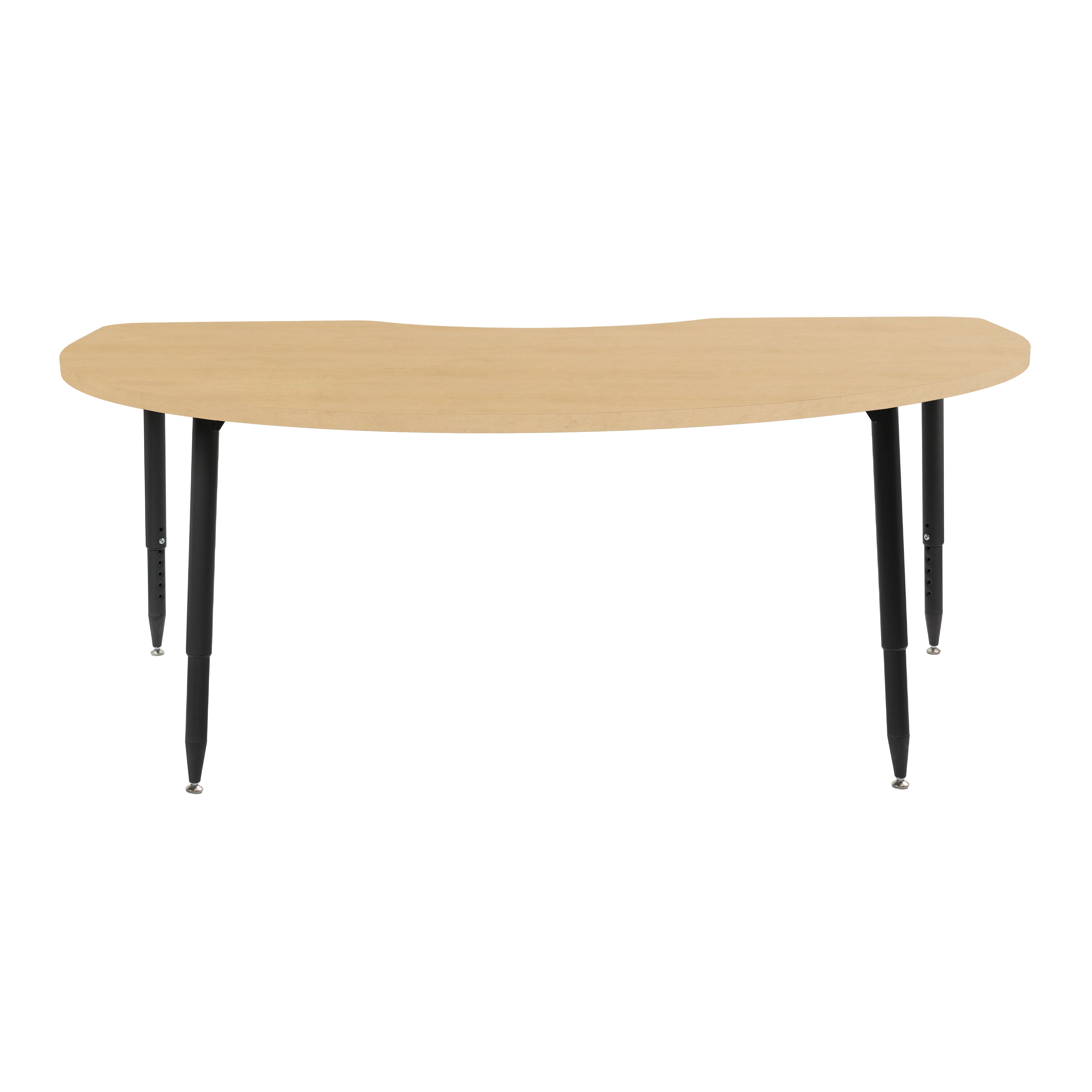 Adapte 48" x 72" Kidney Woodgrain Activity Table with Adjustable Tapered Legs - Maple Grain/Black