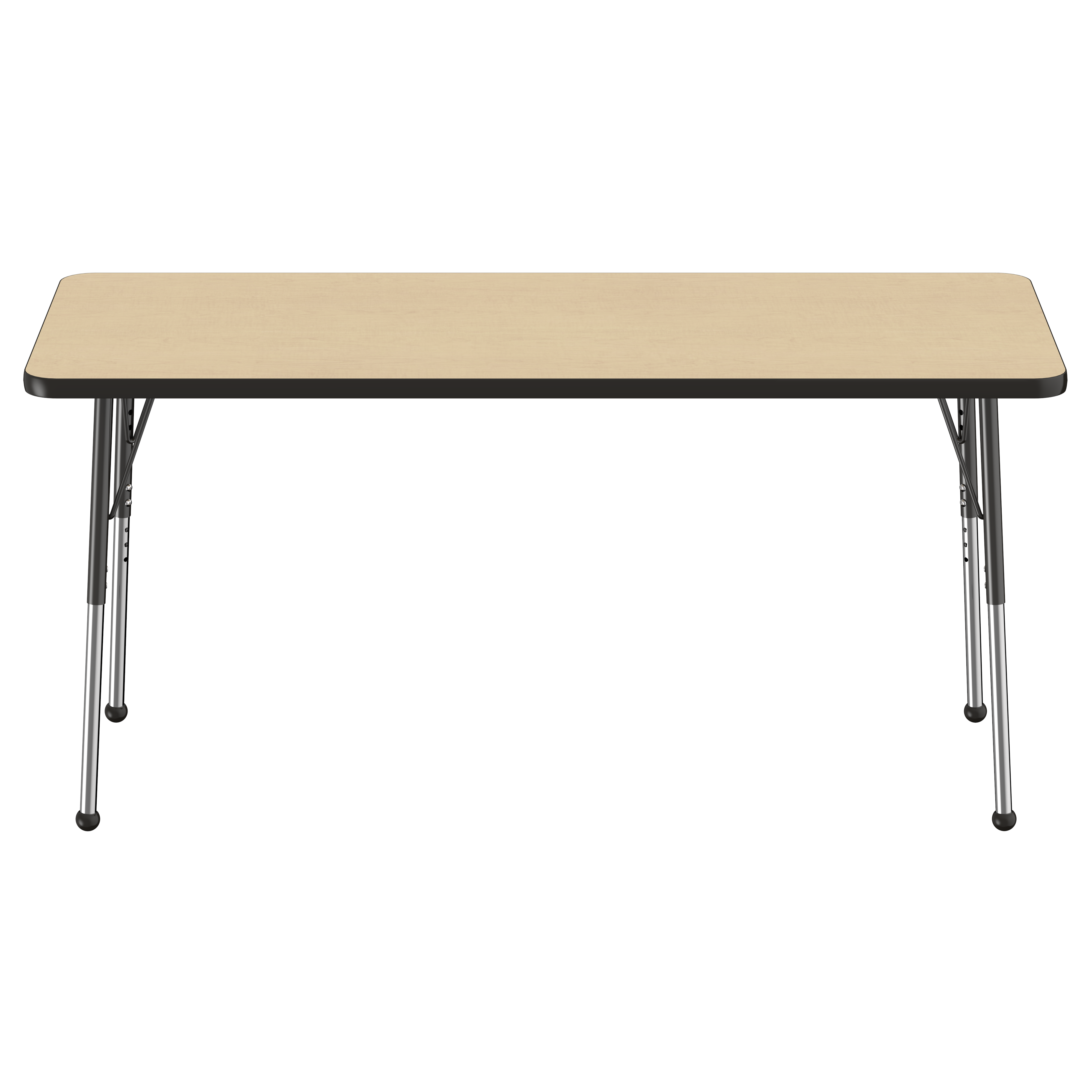 24" x 60" Rectangle T-Molding Activity Table with Adjustable Standard Ball Glide Legs - Maple/Black
