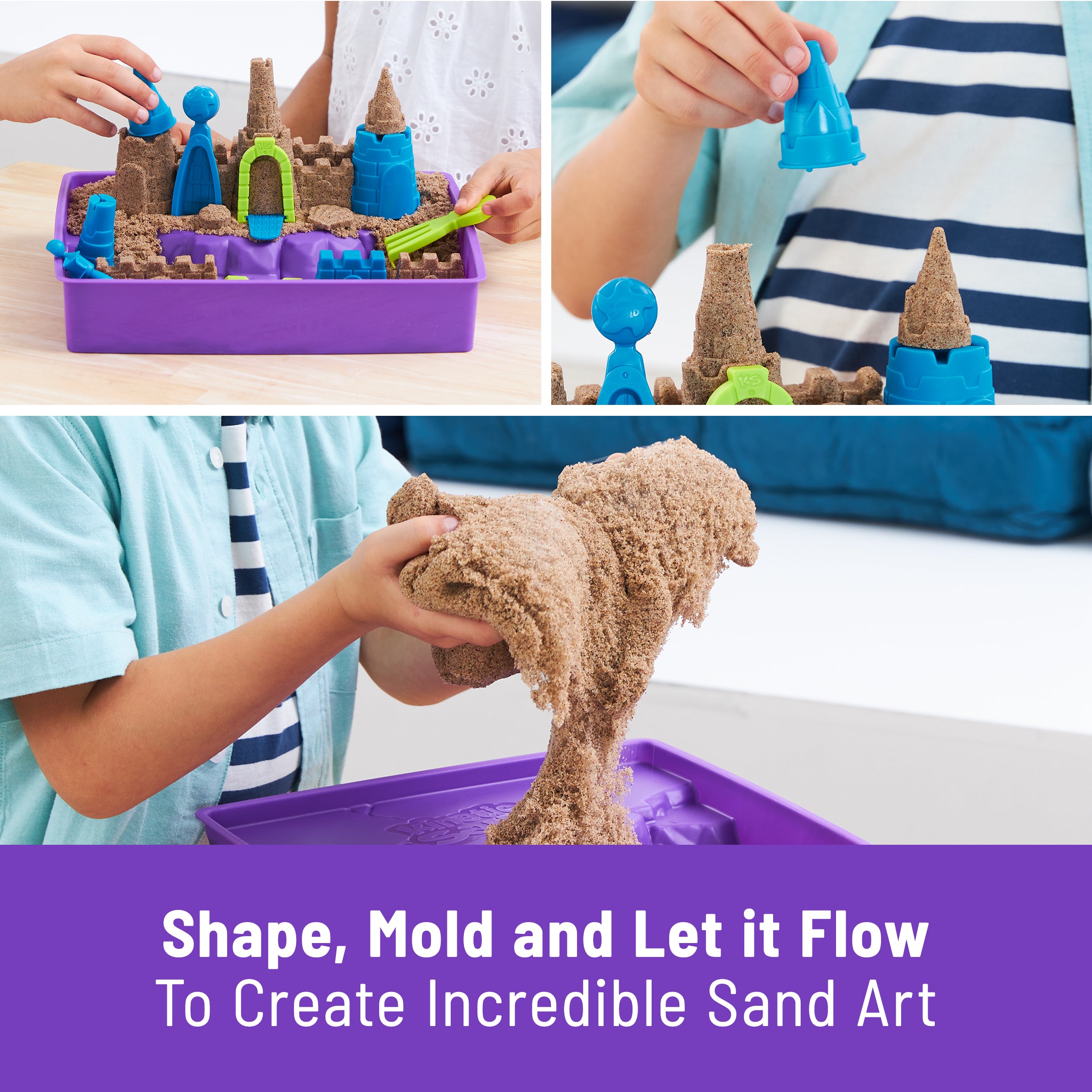 Kinetic Sand, Deluxe Beach Castle Playset with 2.5lbs Play Sand, Tools & Molds, Sensory Toys for Kids Ages 5 and up