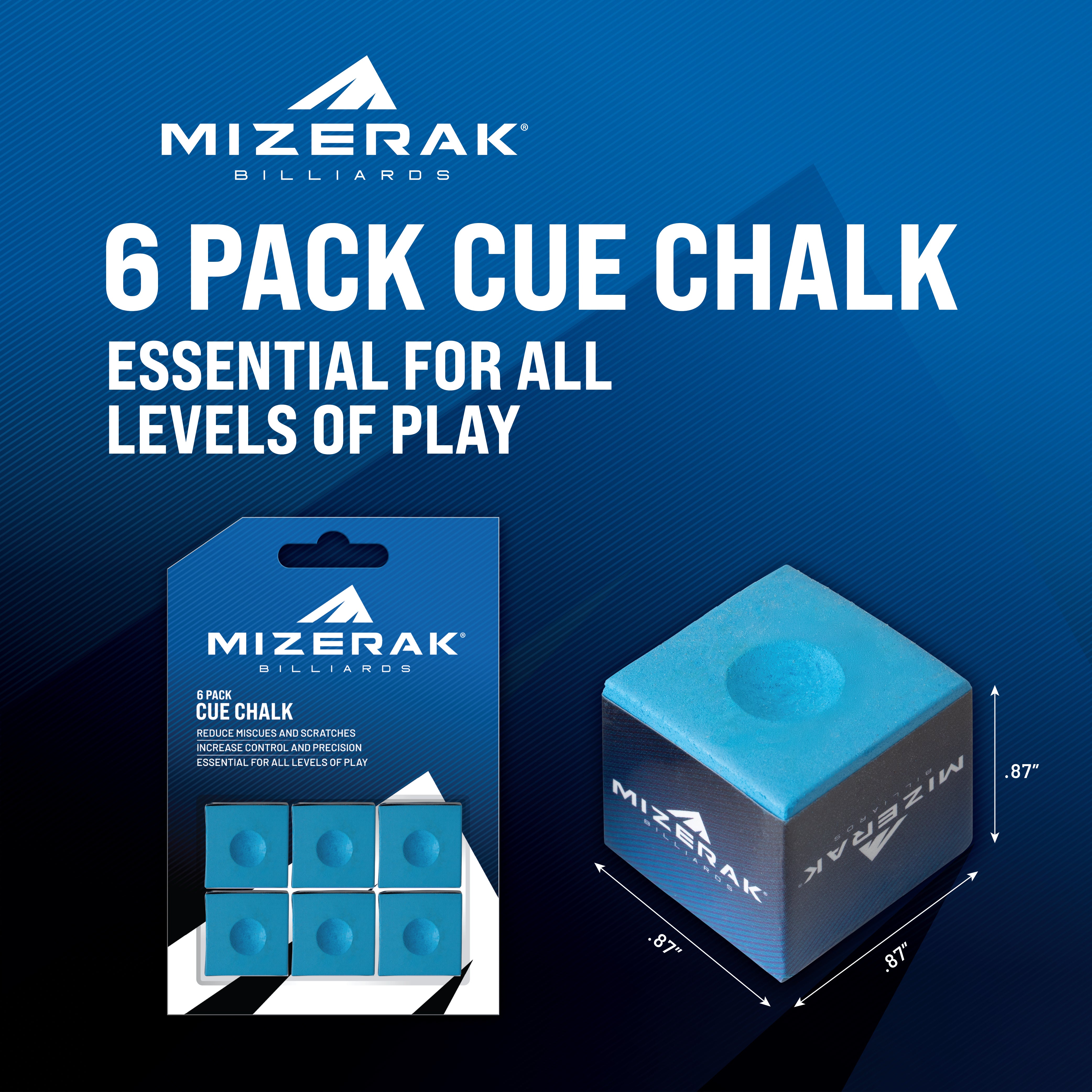 Mizerak Cue Chalk, 6-Pack