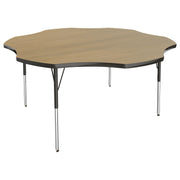 60" x 60" Flower T-Molding Activity Table with Adjustable Standard Swivel Glide Legs - Pasadena Oak/Black