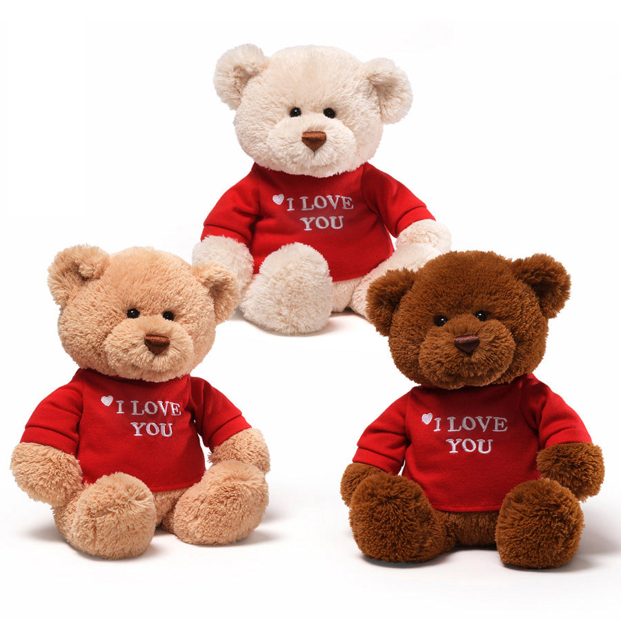 GUND “I Love You” Message Bears with Red T-Shirts, Teddy Bear Stuffed Animal for Ages 1 and Up, Brown, 12”