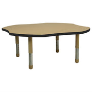 48" x 48" Clover T-Molding Activity Table with Adjustable Tiny Tot Legs - Maple/Black/Sand