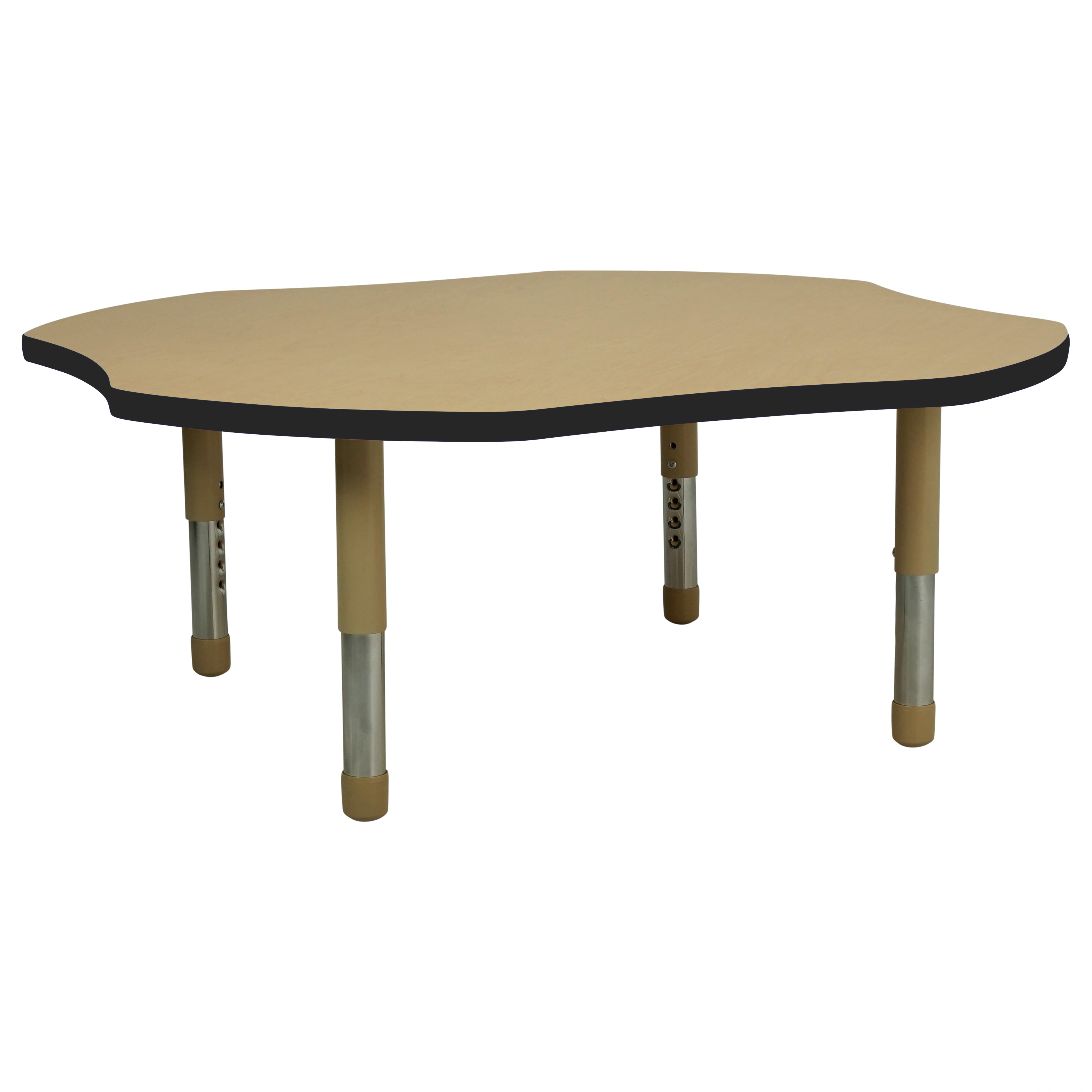 48" x 48" Clover T-Molding Activity Table with Adjustable Tiny Tot Legs - Maple/Black/Sand