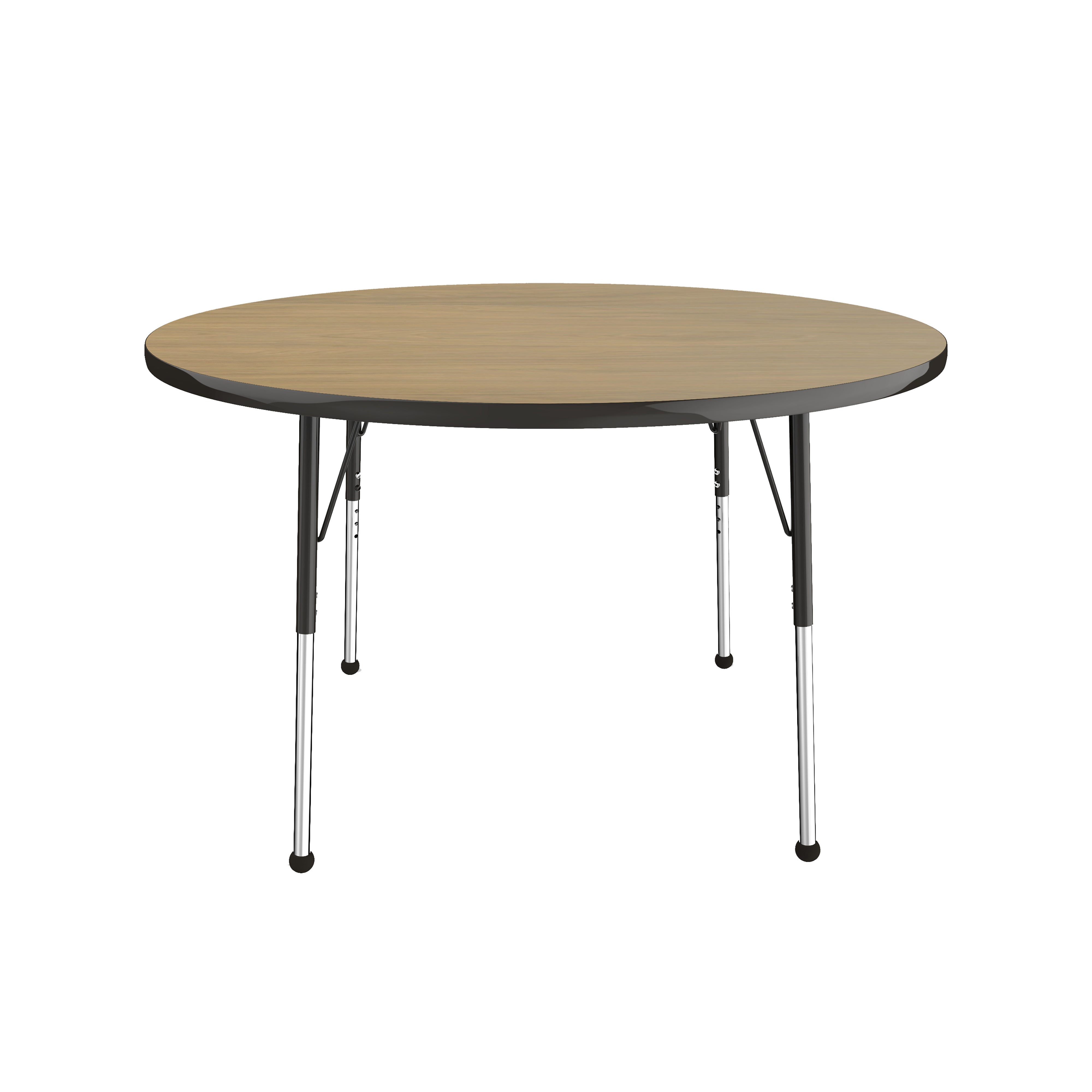48" Round T-Molding Activity Table with Adjustable Standard Ball Glide Legs - Pasadena Oak/Black