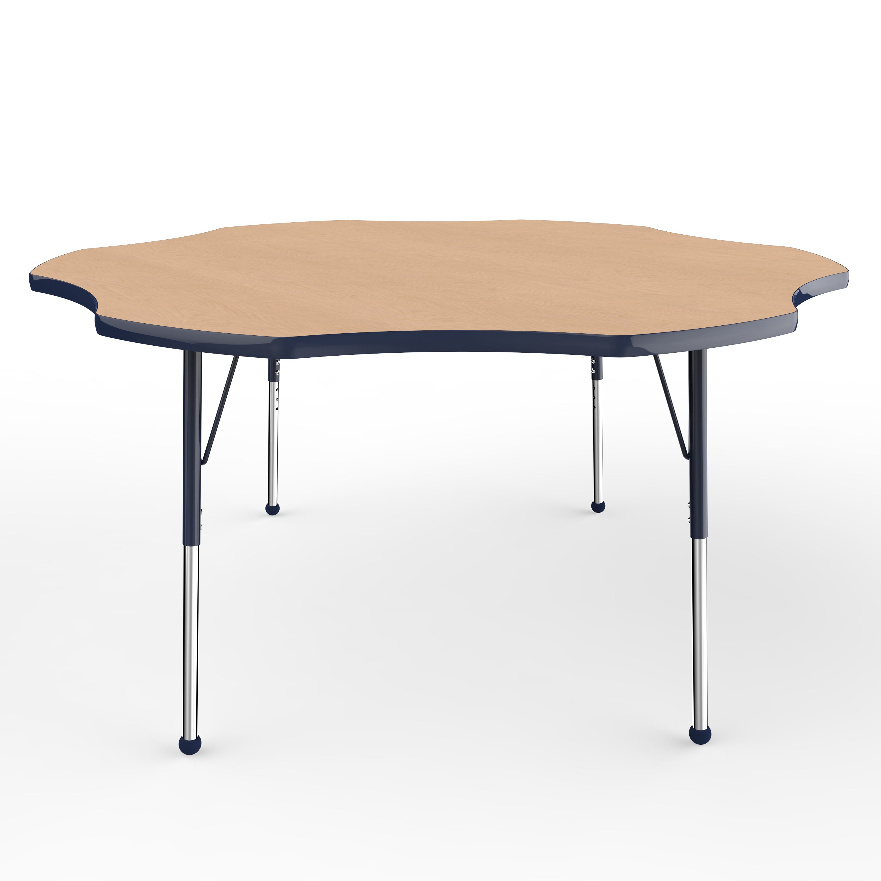 60" x 60" Flower T-Molding Activity Table with Adjustable Standard Ball Glide Legs - Maple/Navy