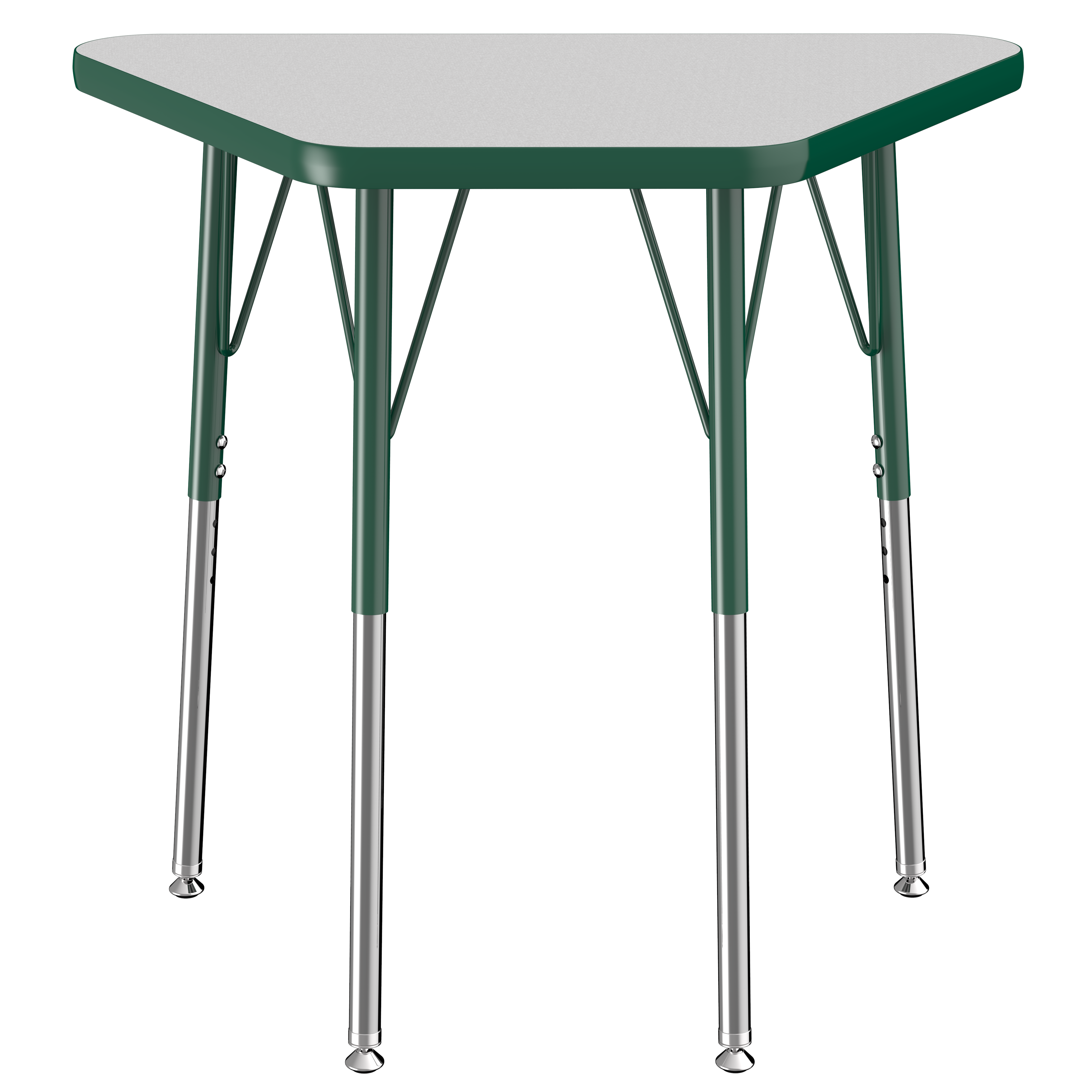 18" x 30" Trapezoid T-Molding Activity Table with Adjustable Standard Swivel Glide Legs - Gray/Green