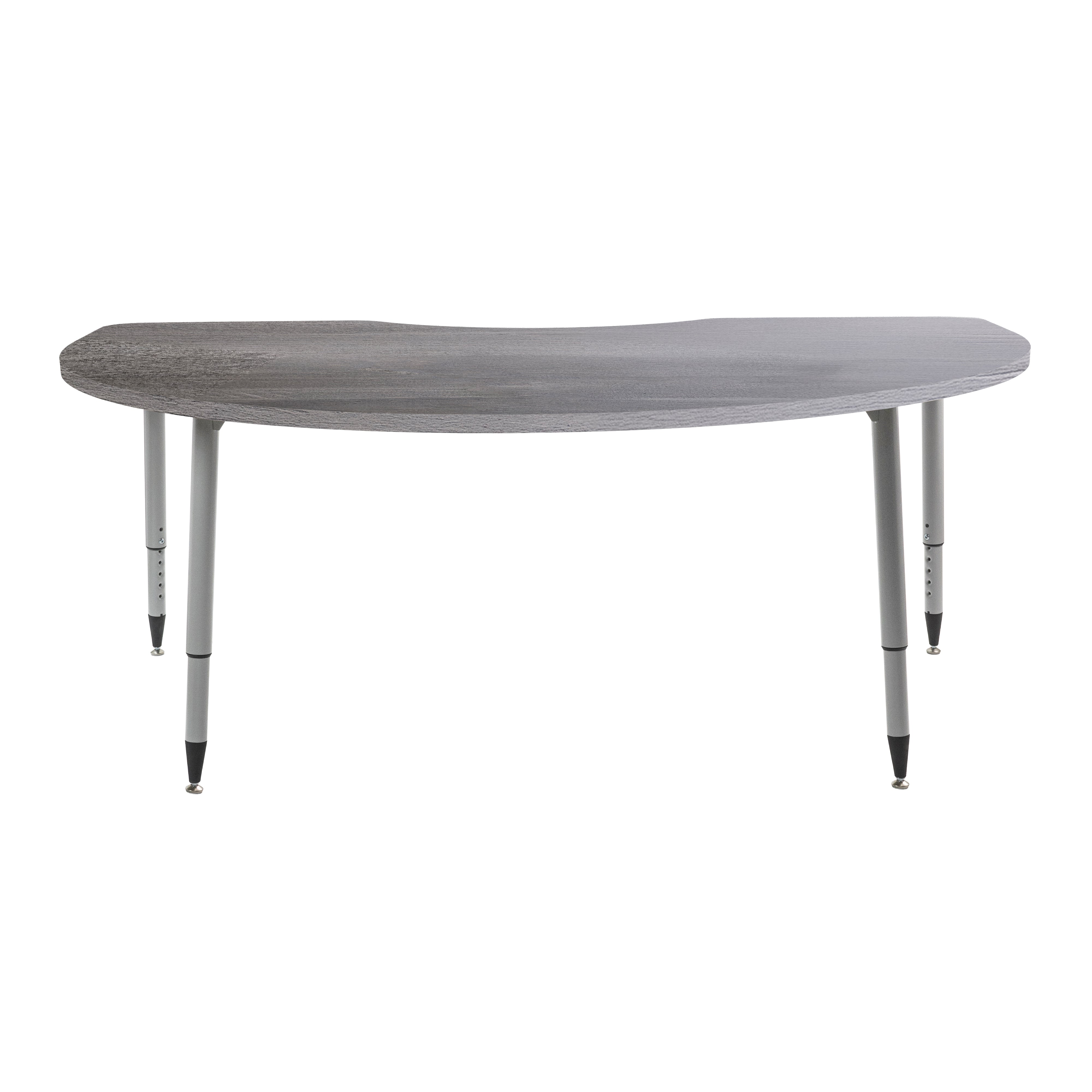 Adapte 48" x 72" Kidney Woodgrain Activity Table with Adjustable Tapered Legs - Gray Wood/Silver