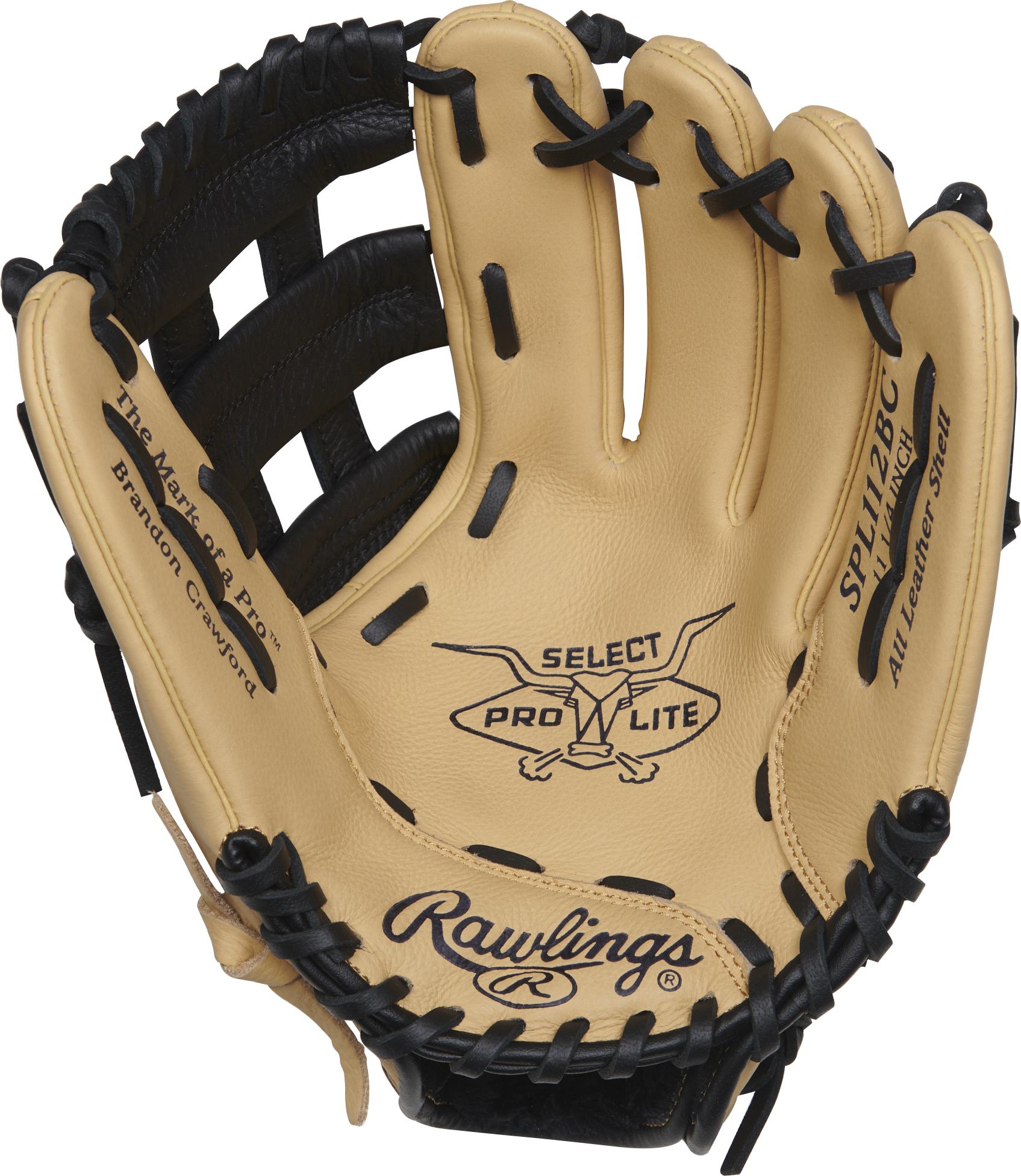 Rawlings Select Pro Lite Series Brandon Crawford Youth 11.25-Inch Baseball Glove - Right Hand Thrower - Camel/Black