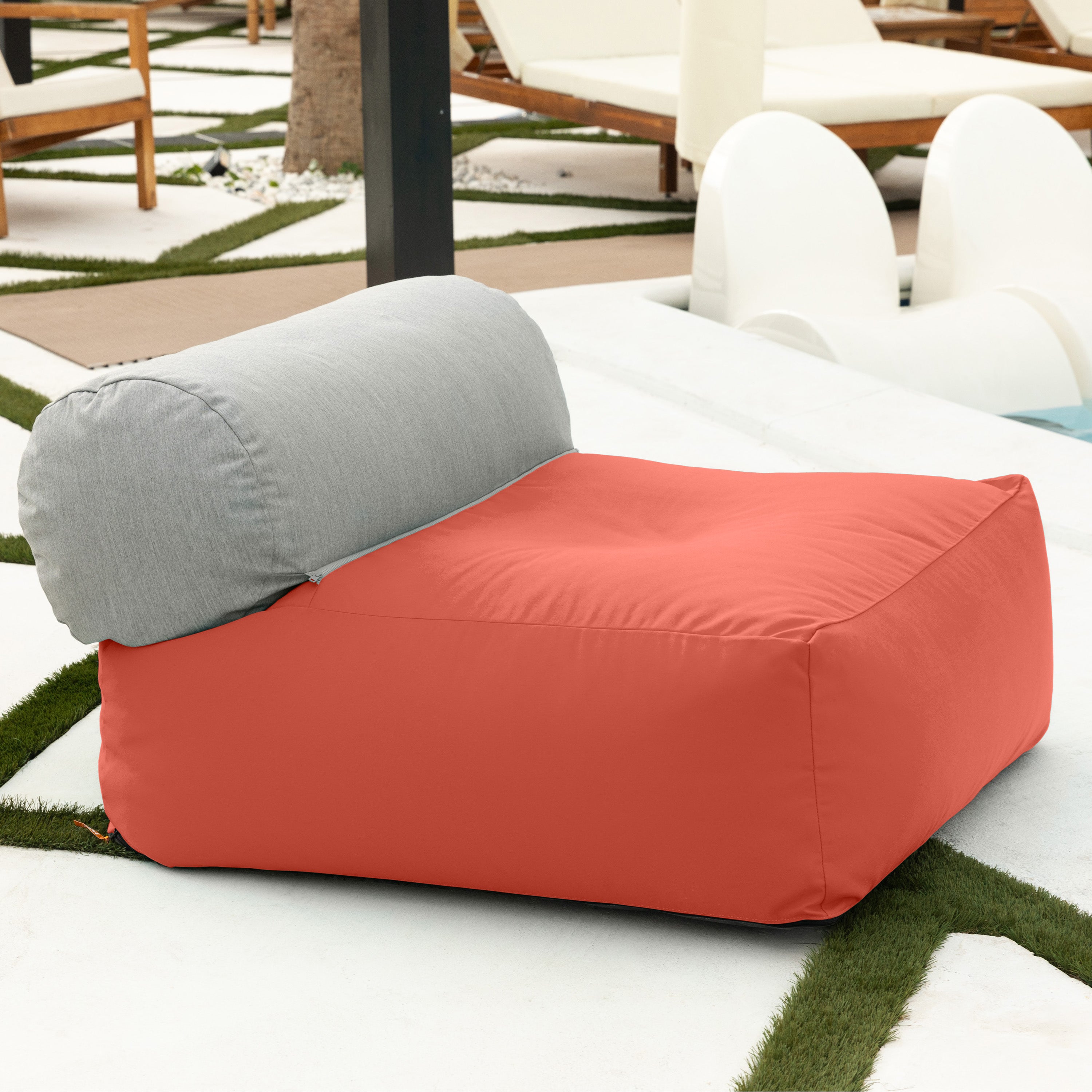 Jaxx Tybee Large Outdoor Lounge w/ Bolster - Sunbrella Flamingo