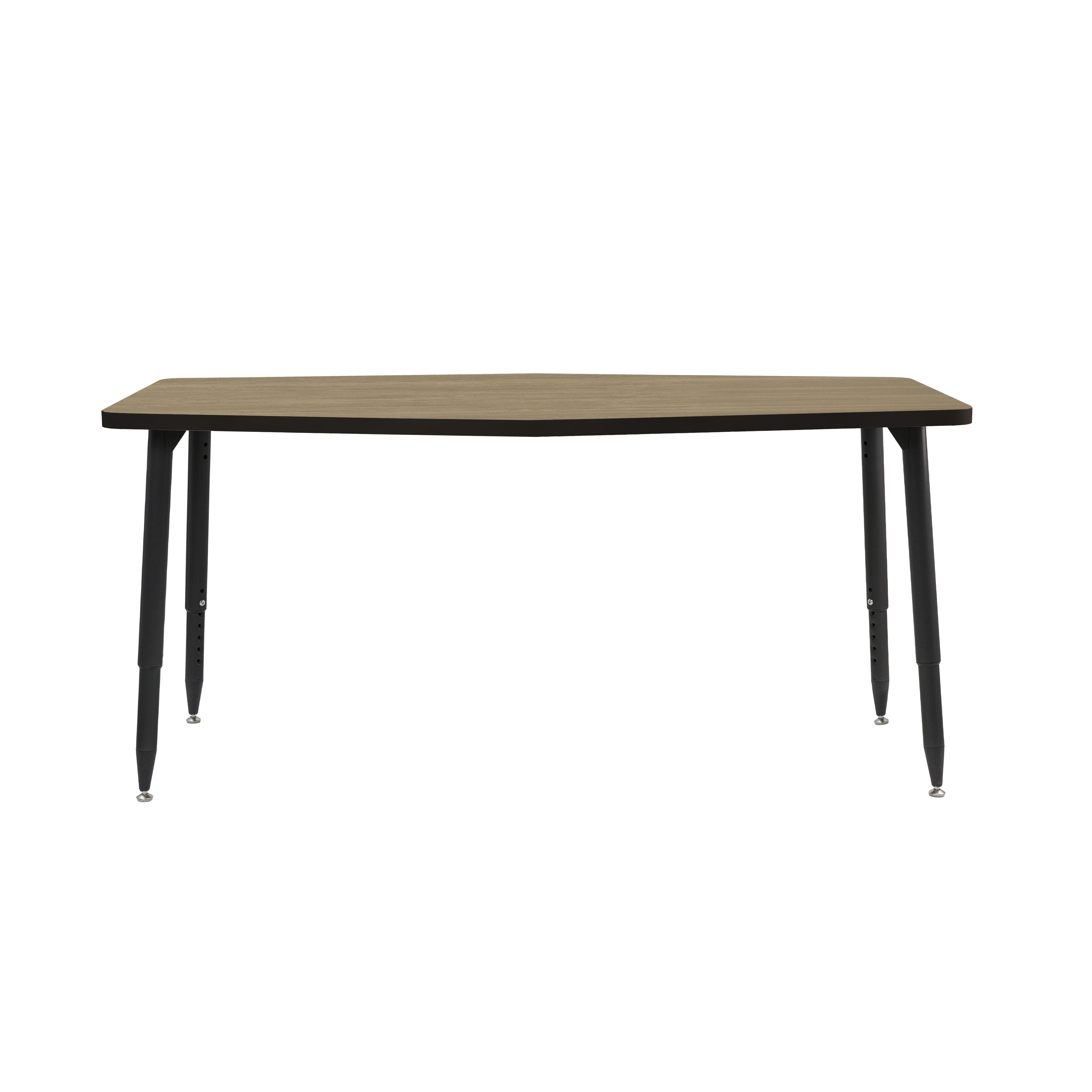 Adapte 34" x 60" Long Hexagon Thermofused Activity Table with Adjustable Tapered Legs - Pasadena Oak/Black