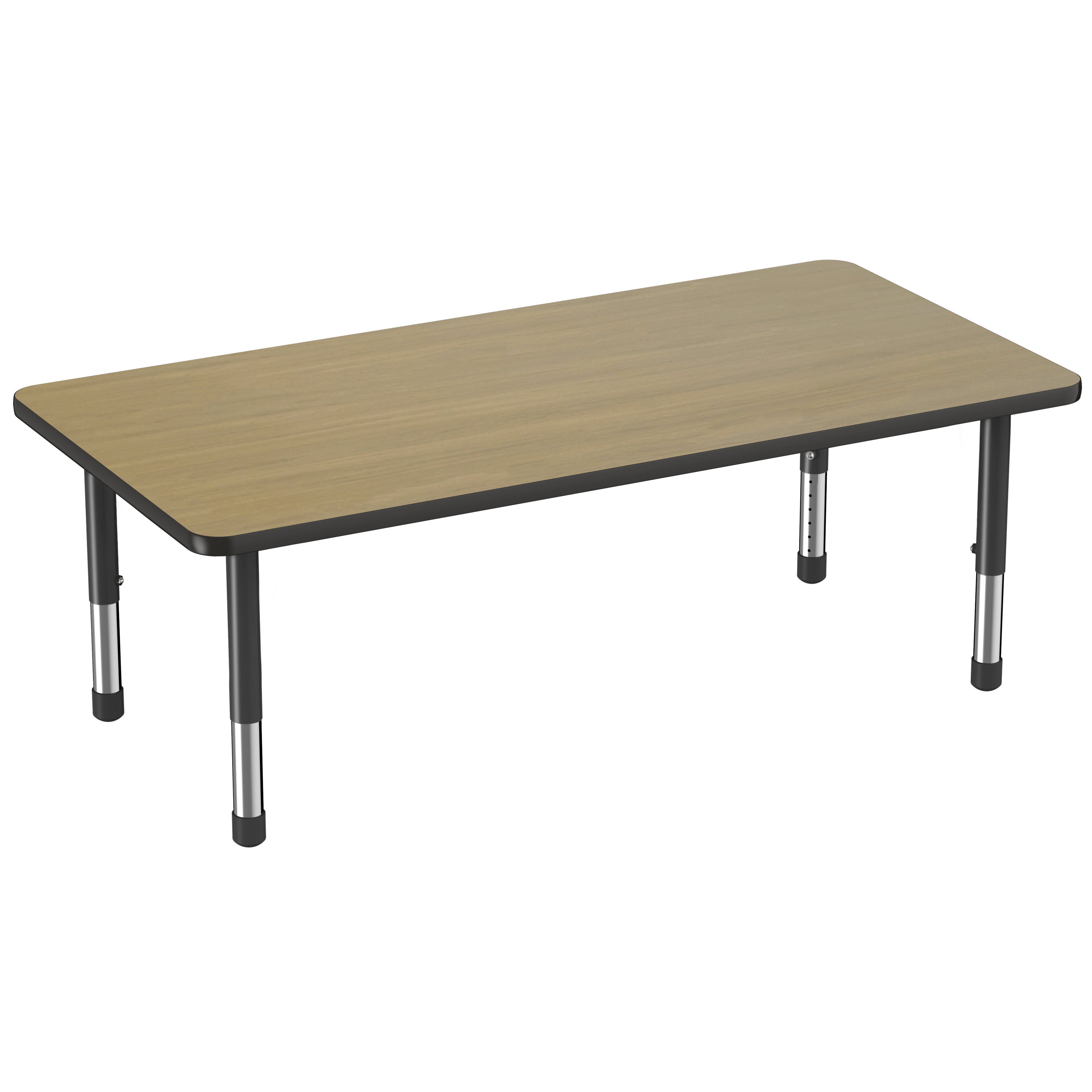 30" x 60" Rectangle Thermofused Activity Table with Adjustable Chunky Legs - Pasadena Oak/Black