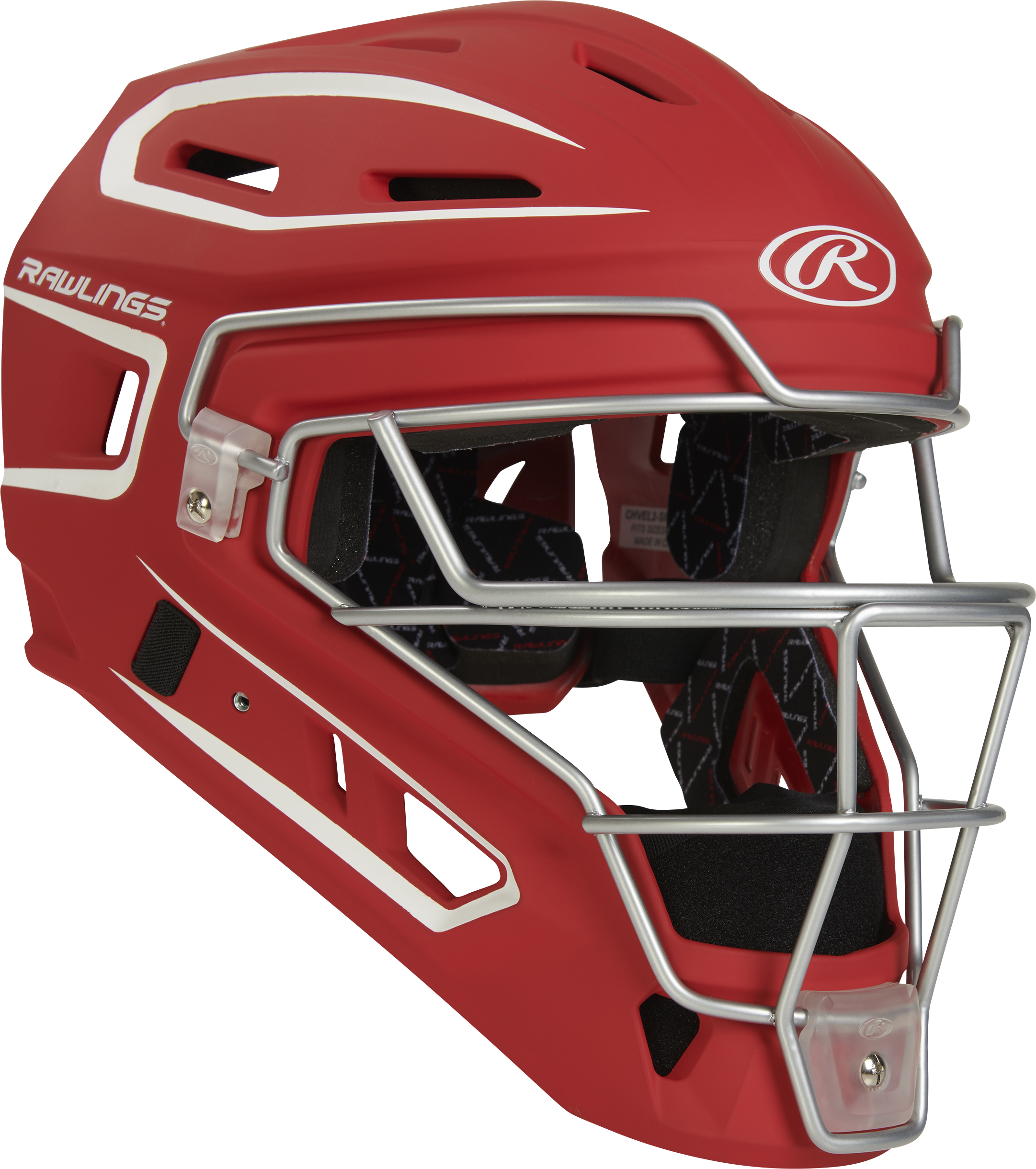 Rawlings Velo 2.0 Matte Junior Catchers Helmet - Scarlet/White
