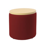 Pro Series Upholstered 18" Round Ottoman Table 18" Height - Crimson/Maple