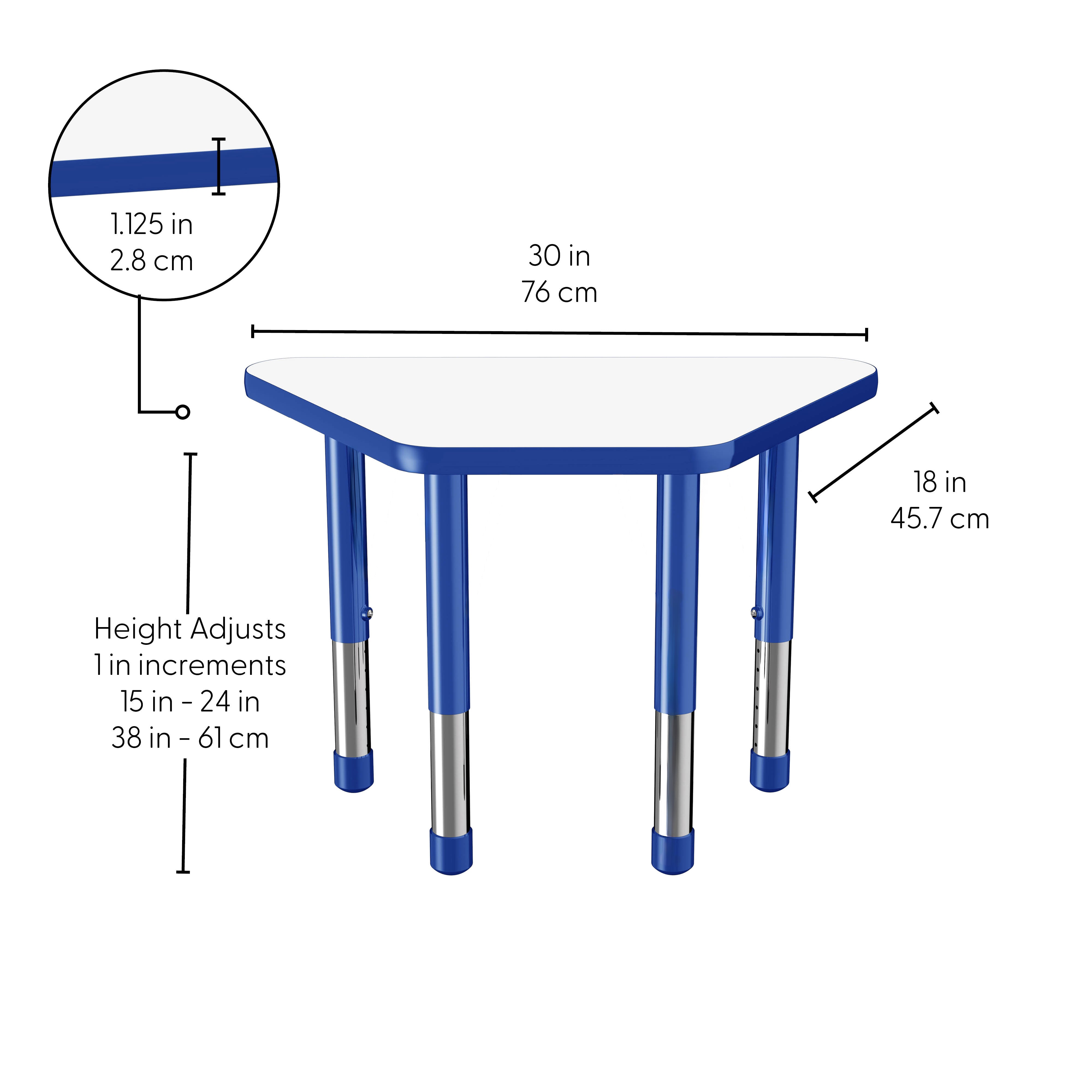 18" x 30" Trapezoid Dry-Erase Activity Table with Adjustable Chunky Legs - Whiteboard/Blue