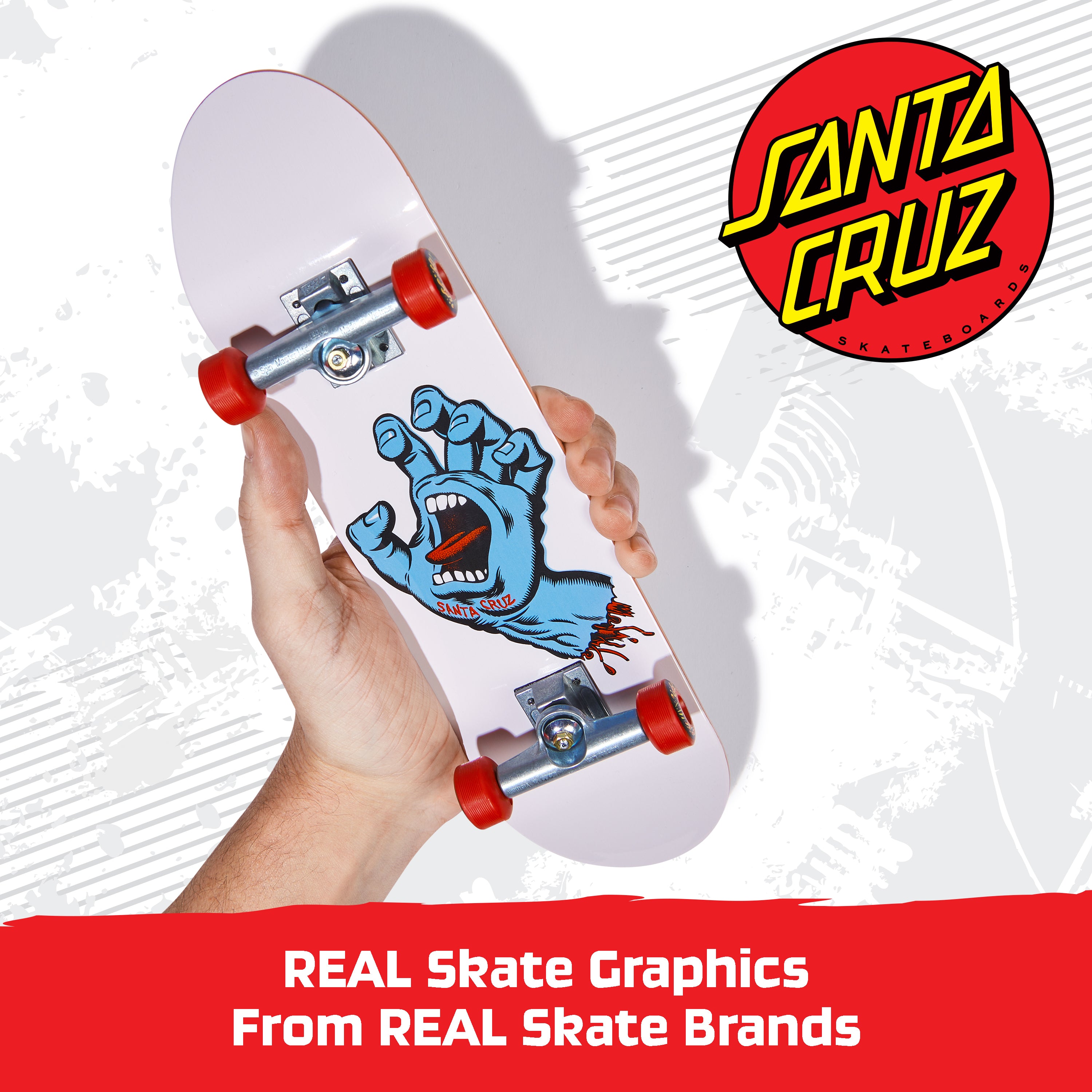 Tech Deck, Santa Cruz Handboard; Authentic Mini Skateboards, Kids Toys for Boys & Girls, Ages 6 and up Hands Use Only
