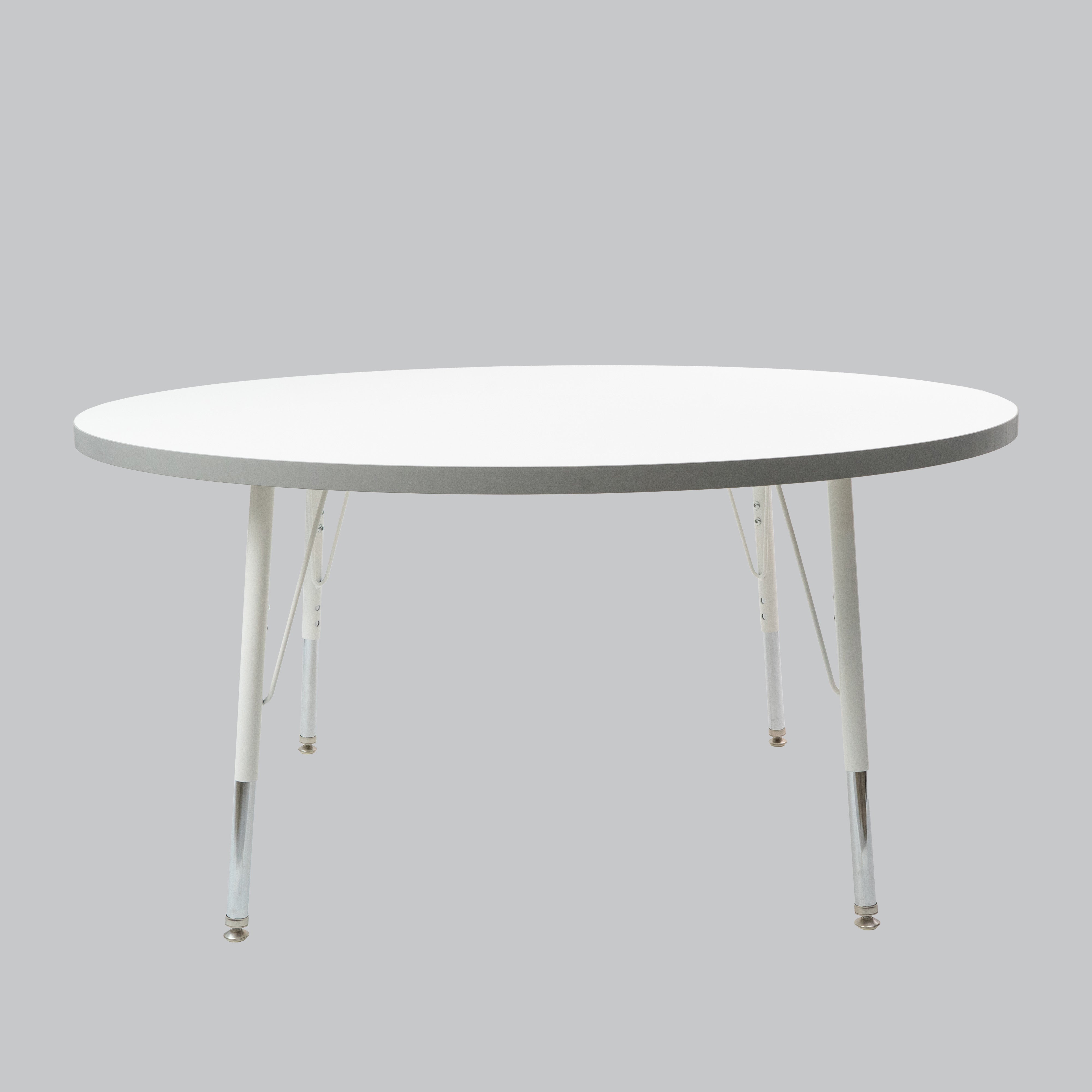 48" Round Thermofused Activity Table with Adjustable Standard Swivel Glide Legs - White/Light Gray/White