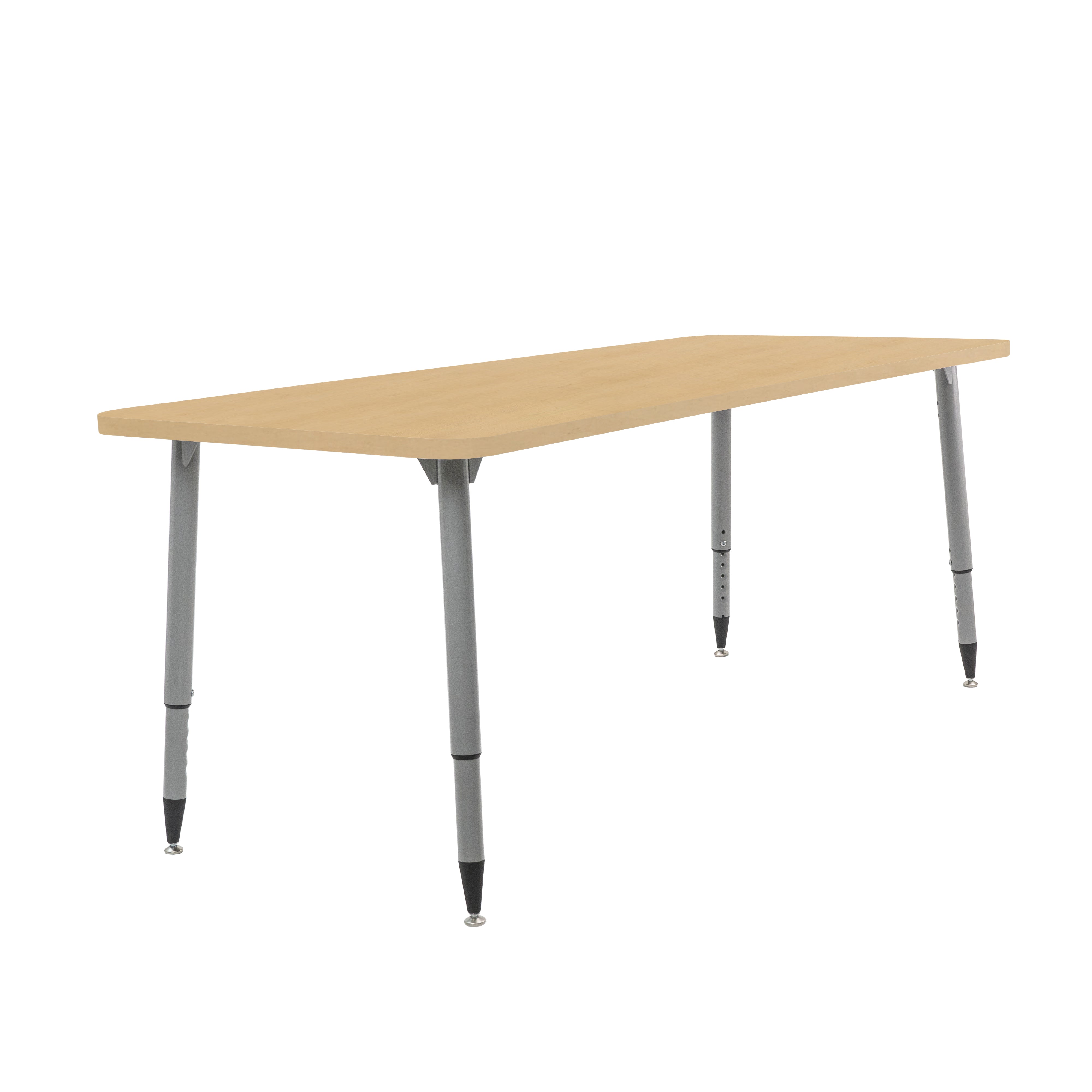 Adapte 30" x 72" Rectangle Woodgrain Activity Table with Adjustable Tapered Legs - Maple Grain/Silver