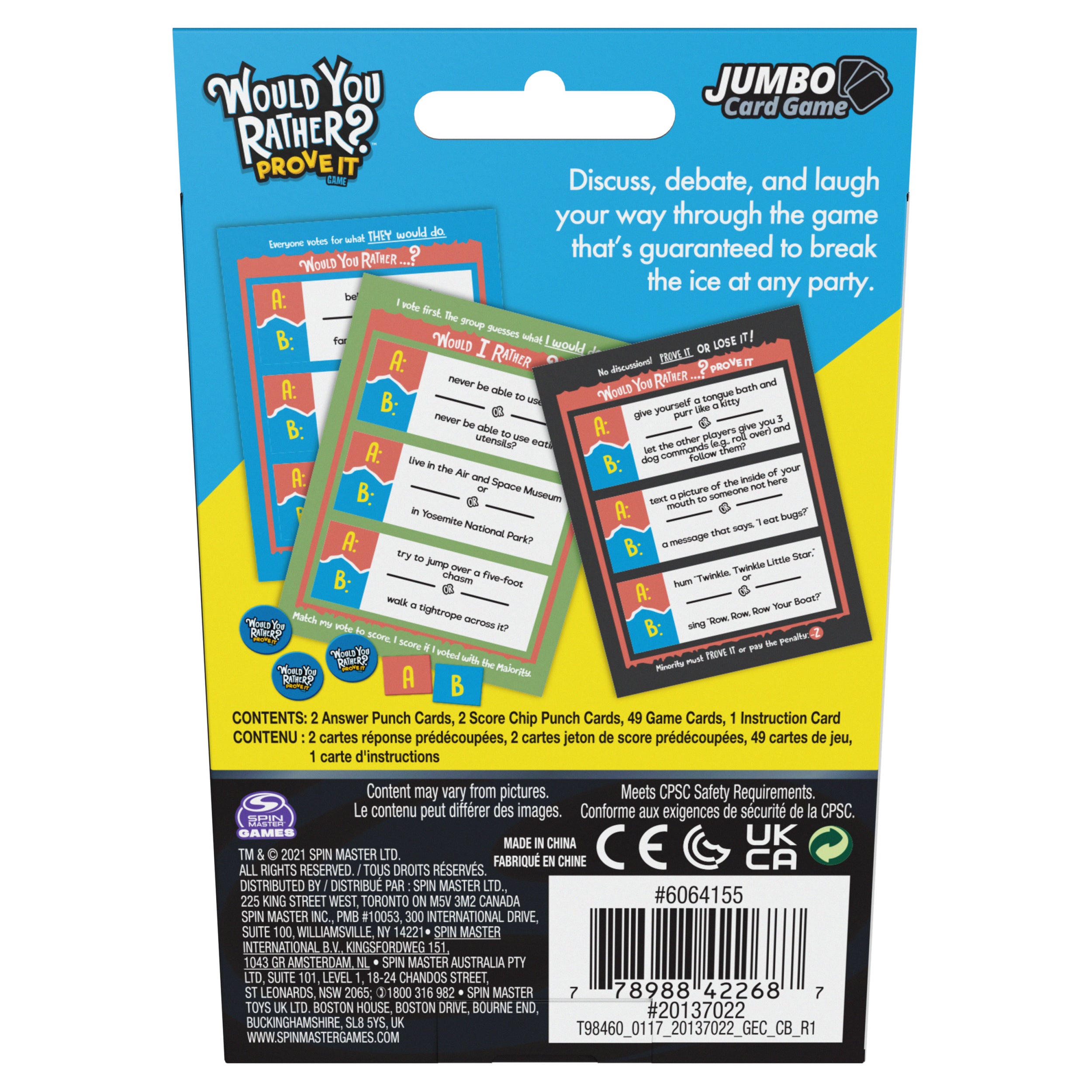 Would You Rather? Prove It Jumbo Card Game| 2-4 Player Party Game | Family Board Game | Funny Gifts| Fun Games for Adults and Kids Ages 8 and up