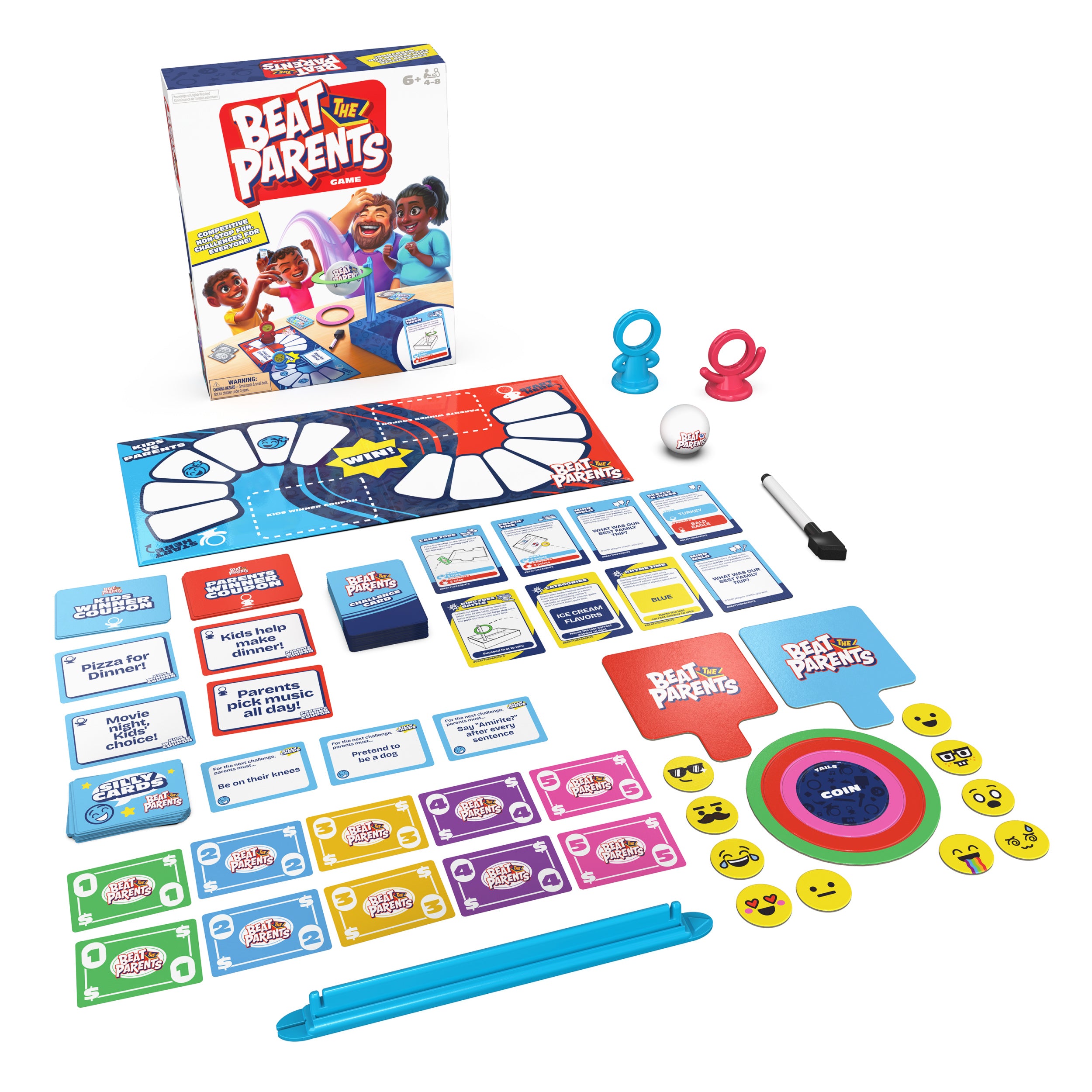 Spin Master Games, Beat the Parents, 2025 Edition with New Challenges & Cards, Friendly Competition Family Game, Fun Activity for Kids, Adults & Family Game Night, 4-8 Players, for Ages 6 & Up