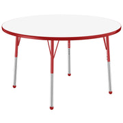48" Round Collaborative Dry-Erase Activity Table with Adjustable Standard Ball Glide Legs - Whiteboard/Red