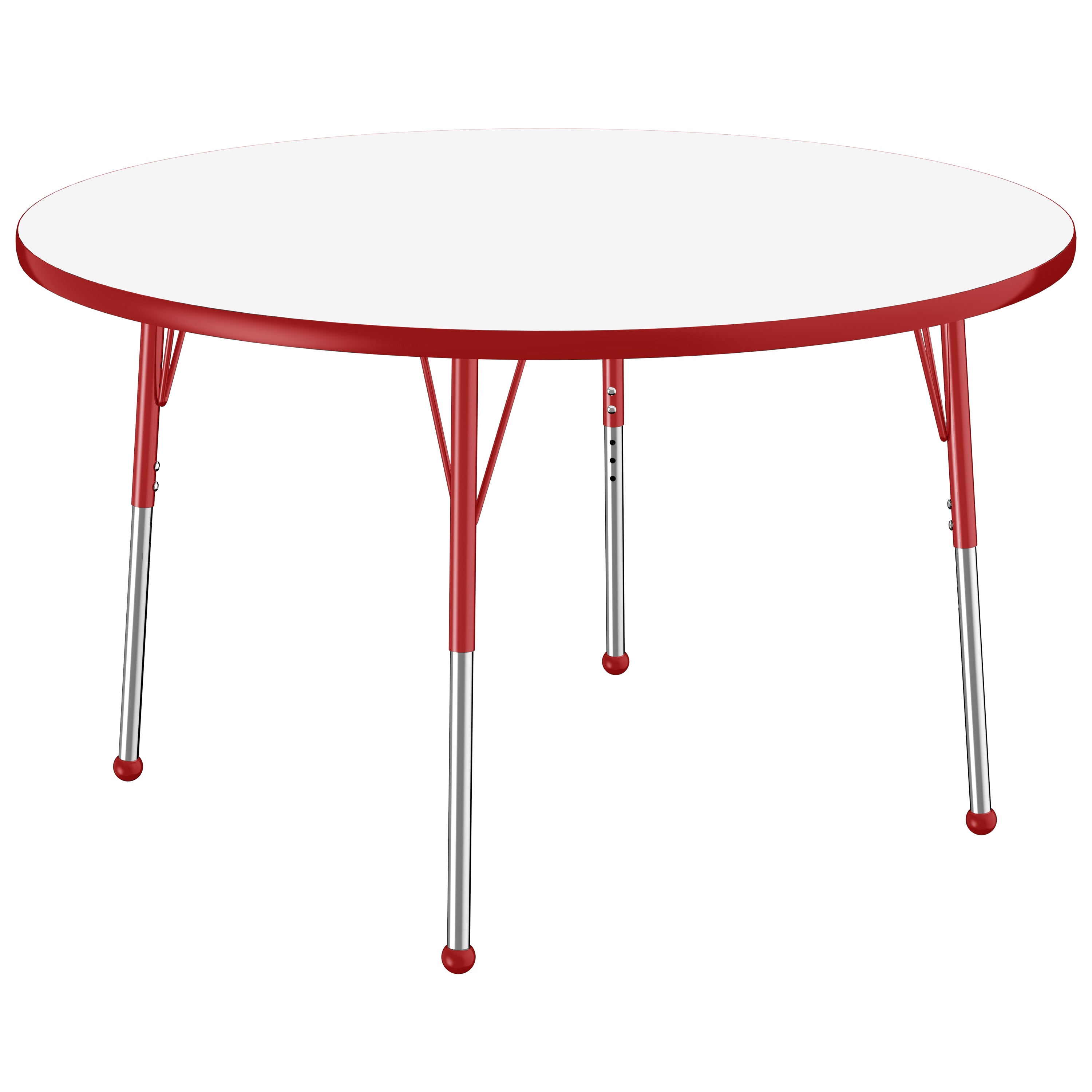 48" Round Collaborative Dry-Erase Activity Table with Adjustable Standard Ball Glide Legs - Whiteboard/Red