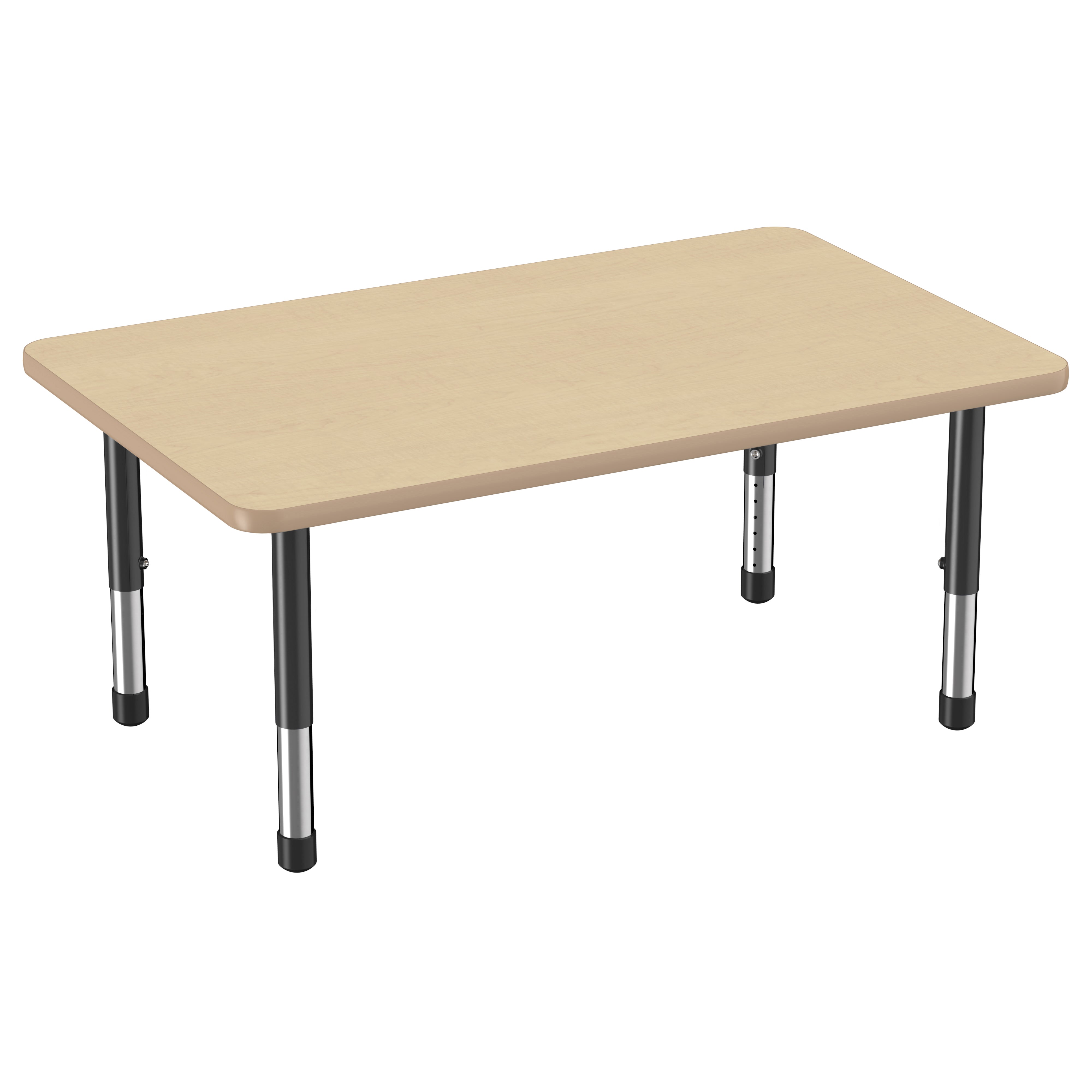 30" x 48" Rectangle Thermofused Activity Table with Adjustable Chunky Legs - Maple/Maple/Black