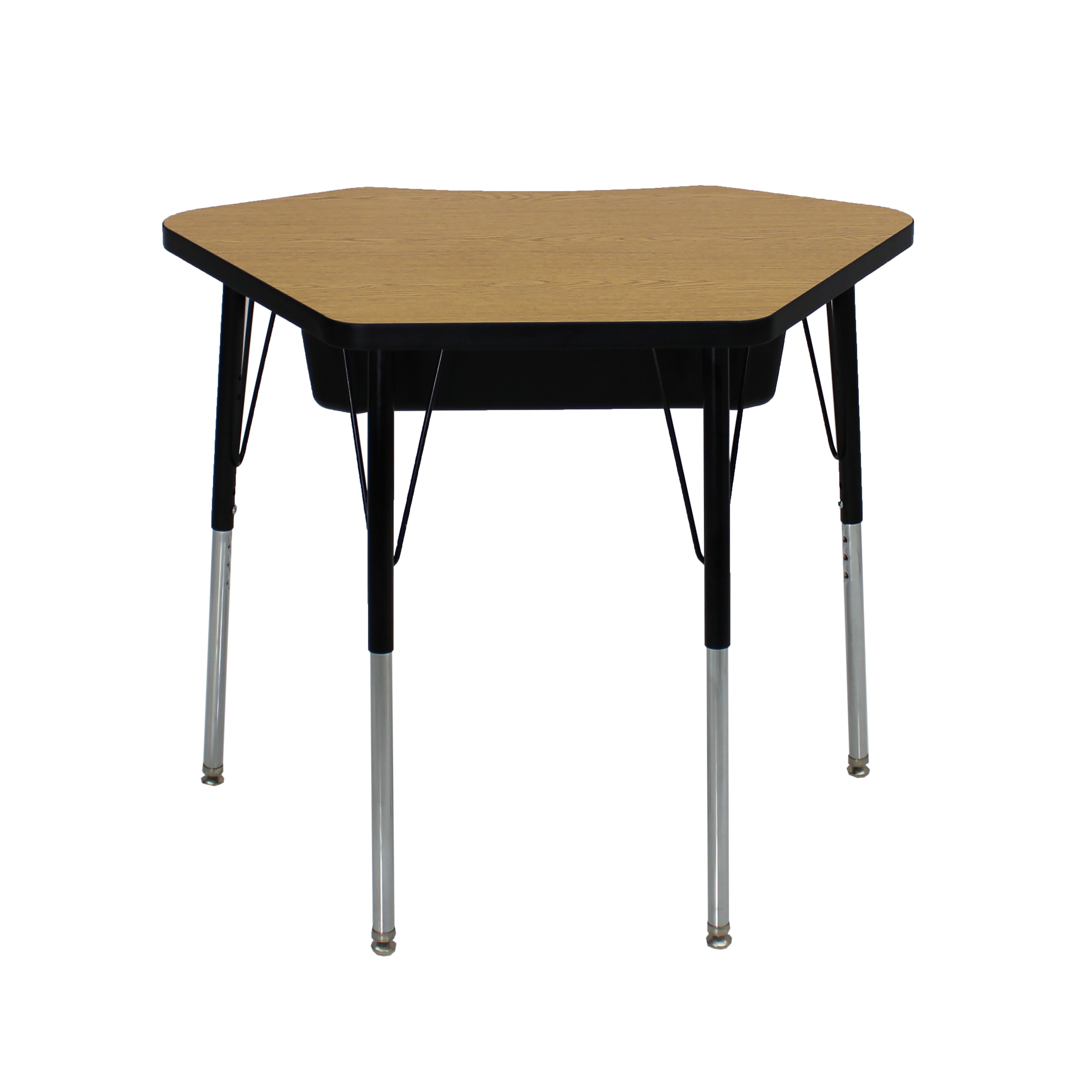 24" x 36" Petal Book Box Desk with Adjustable Standard Swivel Glide Legs, 2-Piece - Oak/Black