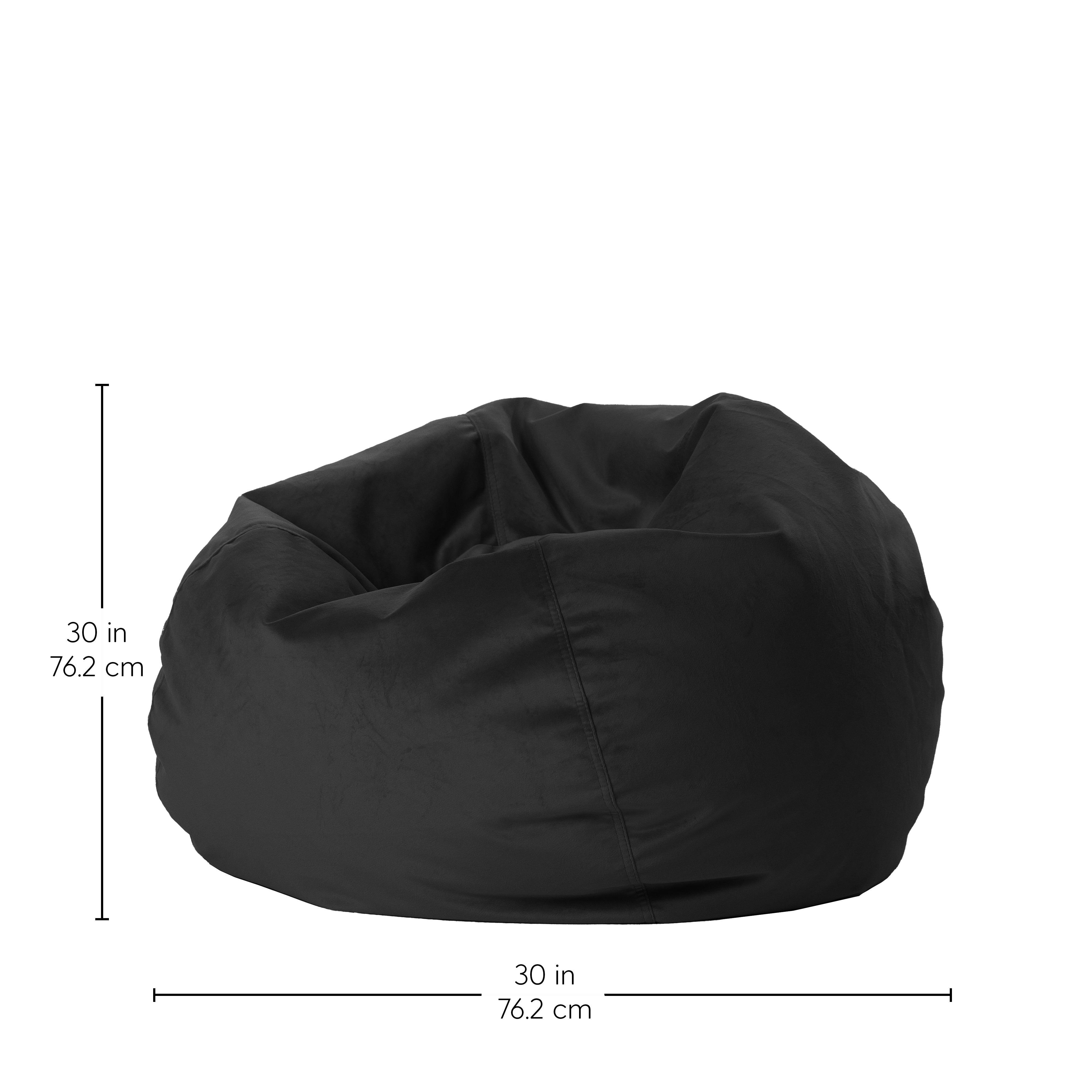 30" Round Velvety Bean Bag - Onyx