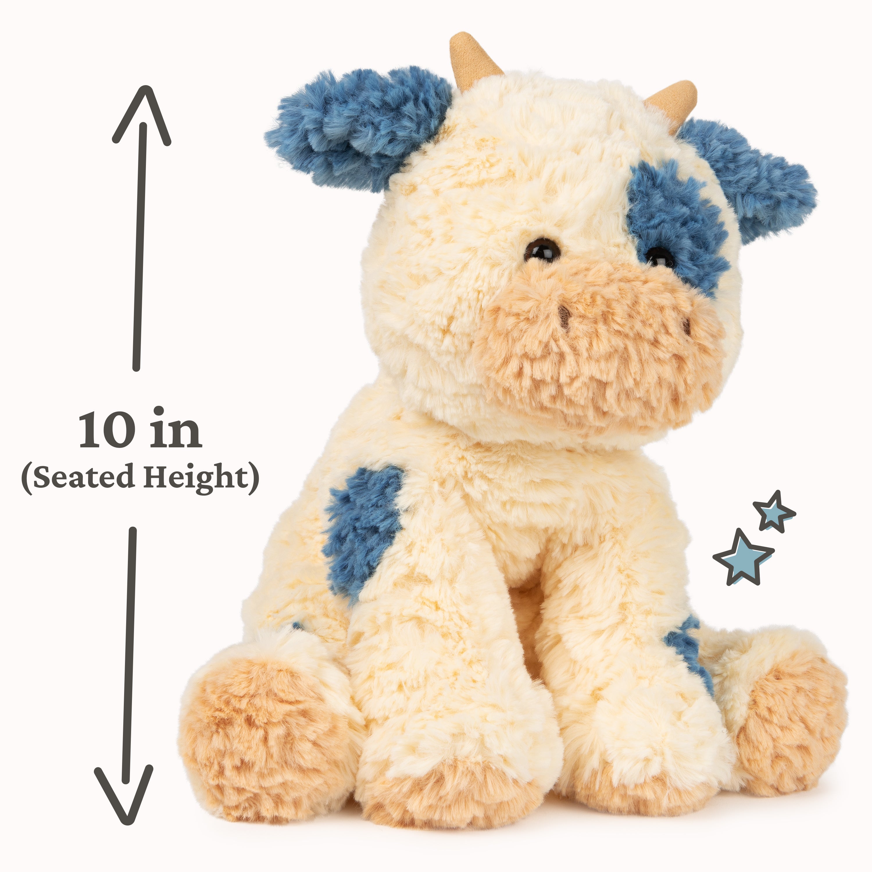 GUND Cozys Collection Cow, Stuffed Animal for Ages 1 and Up, Spring Decor Plush Toy, Cream/Blue, 10”