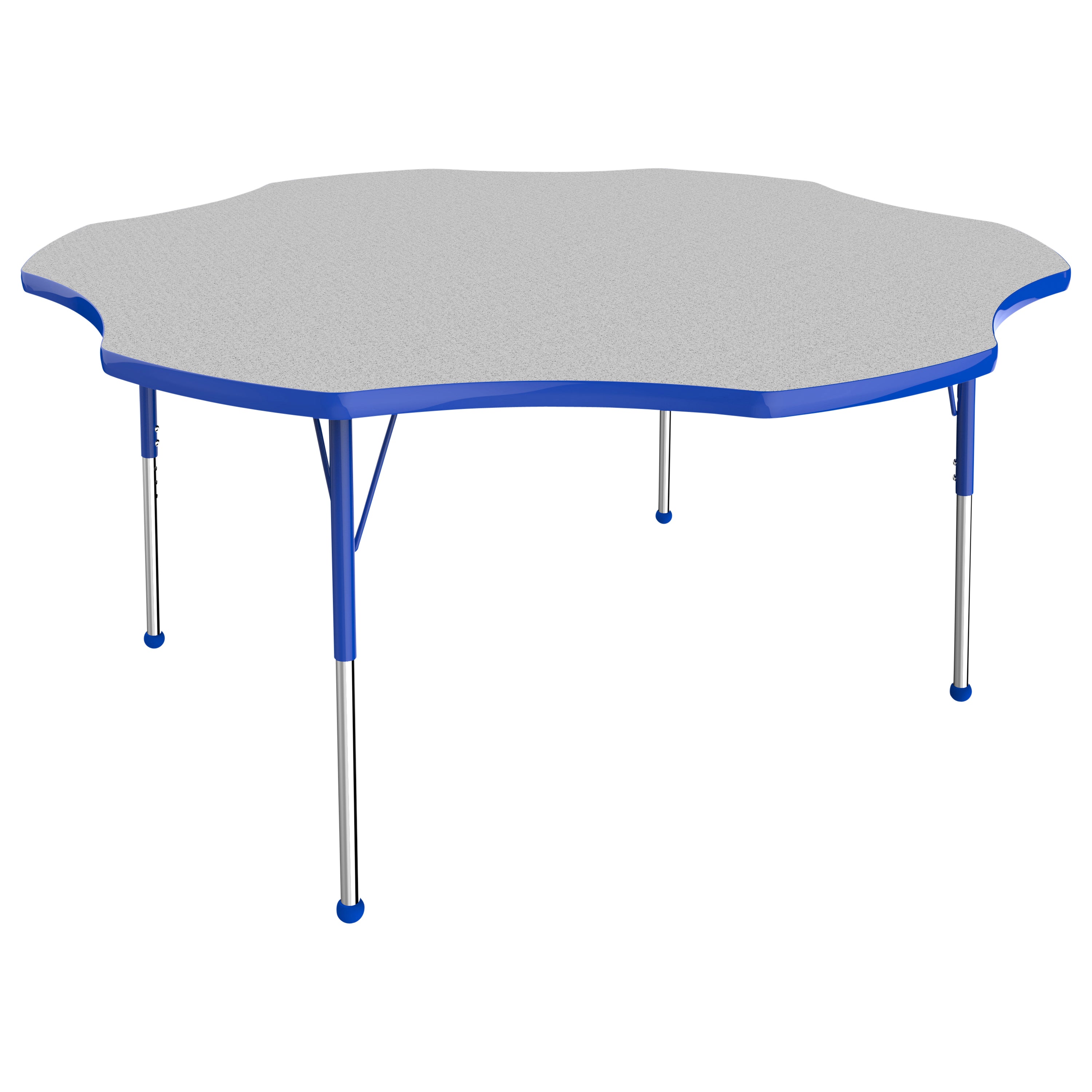 60" x 60" Flower T-Molding Activity Table with Adjustable Standard Ball Glide Legs - Gray/Blue