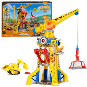 Rubble & Crew, Bark Yard Crane Tower Playset with Action Figure, Toy Bulldozer & Kinetic Build-It Play Sand, PAW Patrol Kids Toys for Boys & Girls 3+