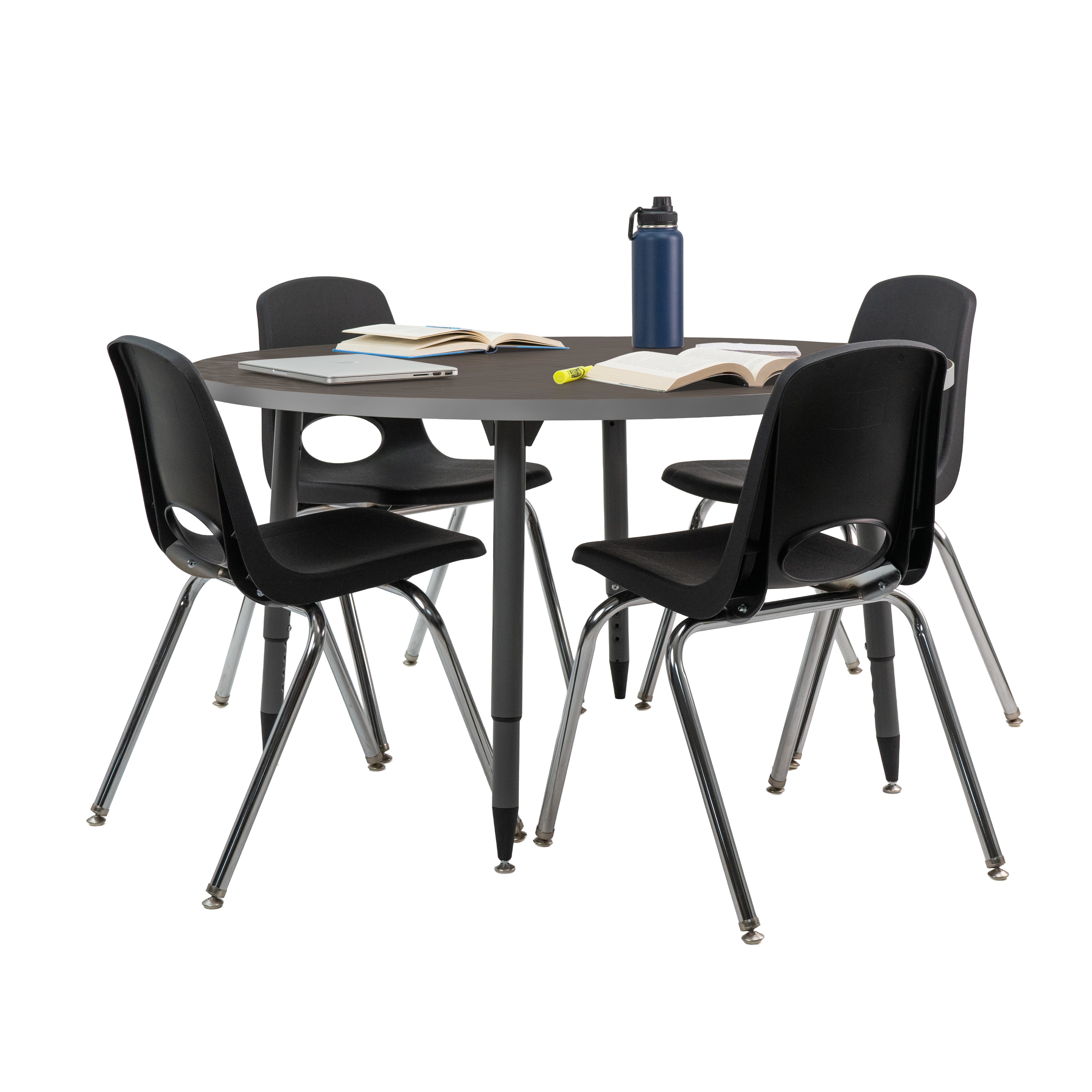 Adapte 48" Round Thermofused Activity Table with Adjustable Tapered Legs - Cosmic Strandz/North Sea