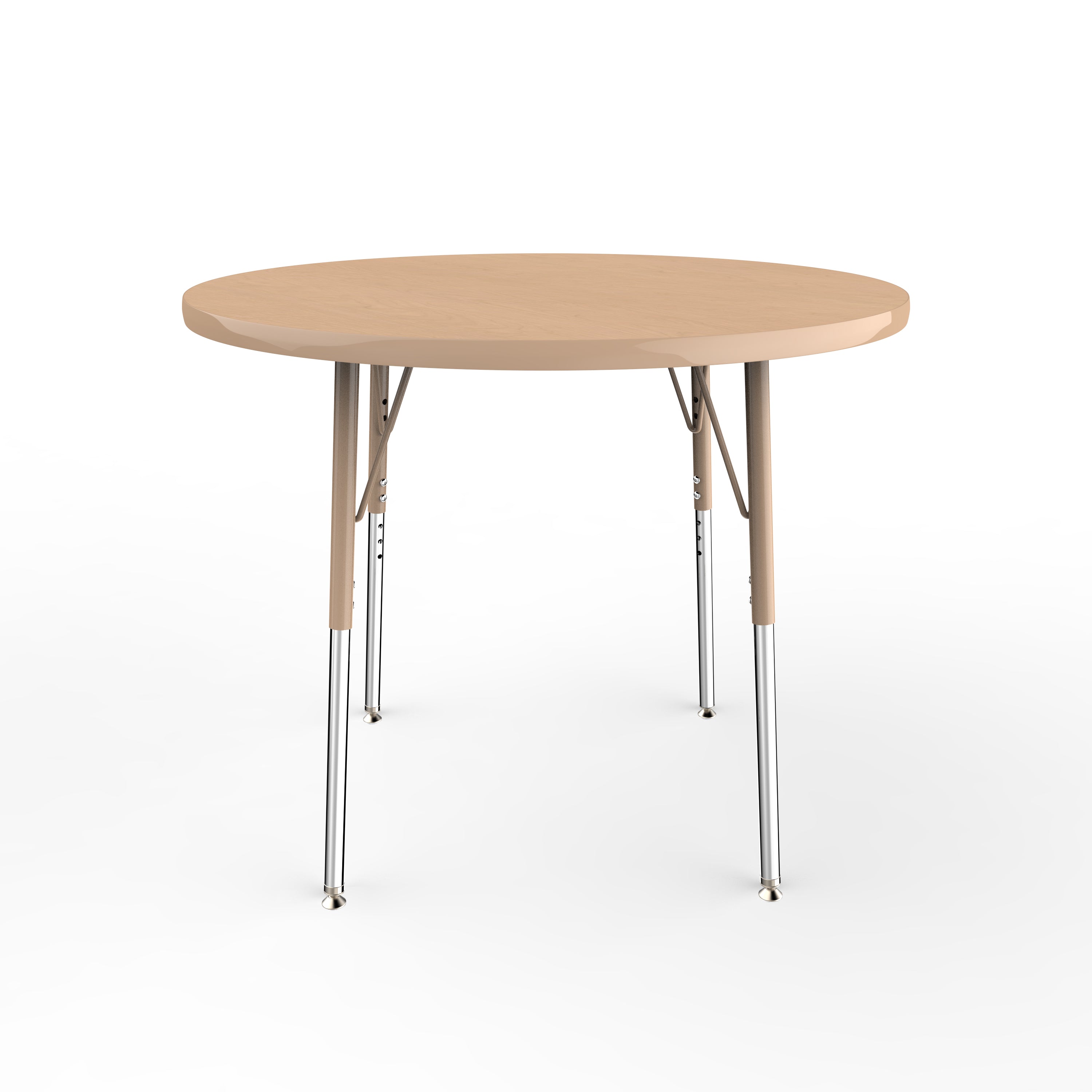 36" Round T-Molding Activity Table with Adjustable Standard Swivel Glide Legs - Maple/Sand