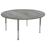 60" Round La Madera Activity Table with Adjustable Super Legs - Light Gray Wood/Silver