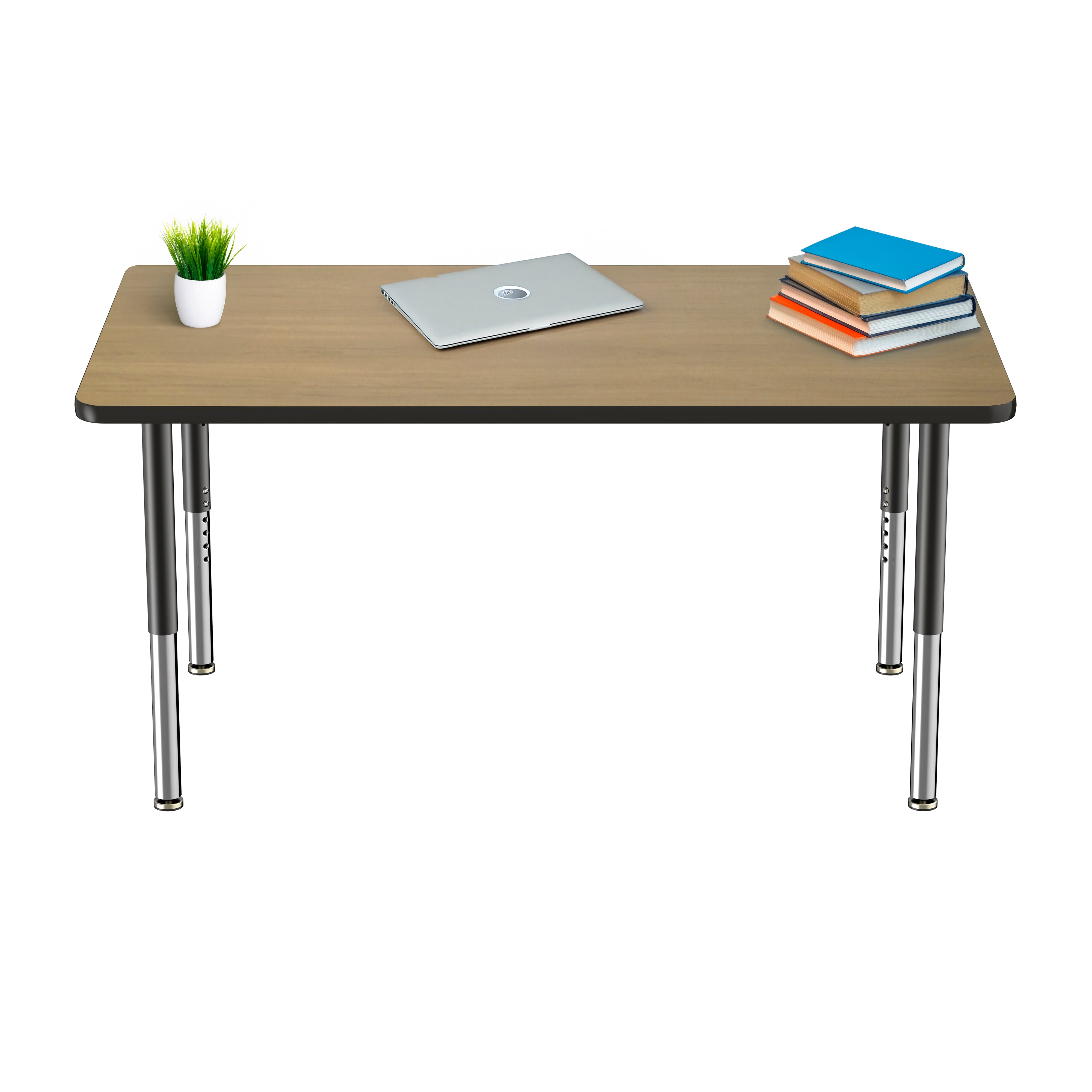 36" x 60" Rectangle T-Molding Activity Table with Adjustable Super Legs - Pasadena Oak/Black