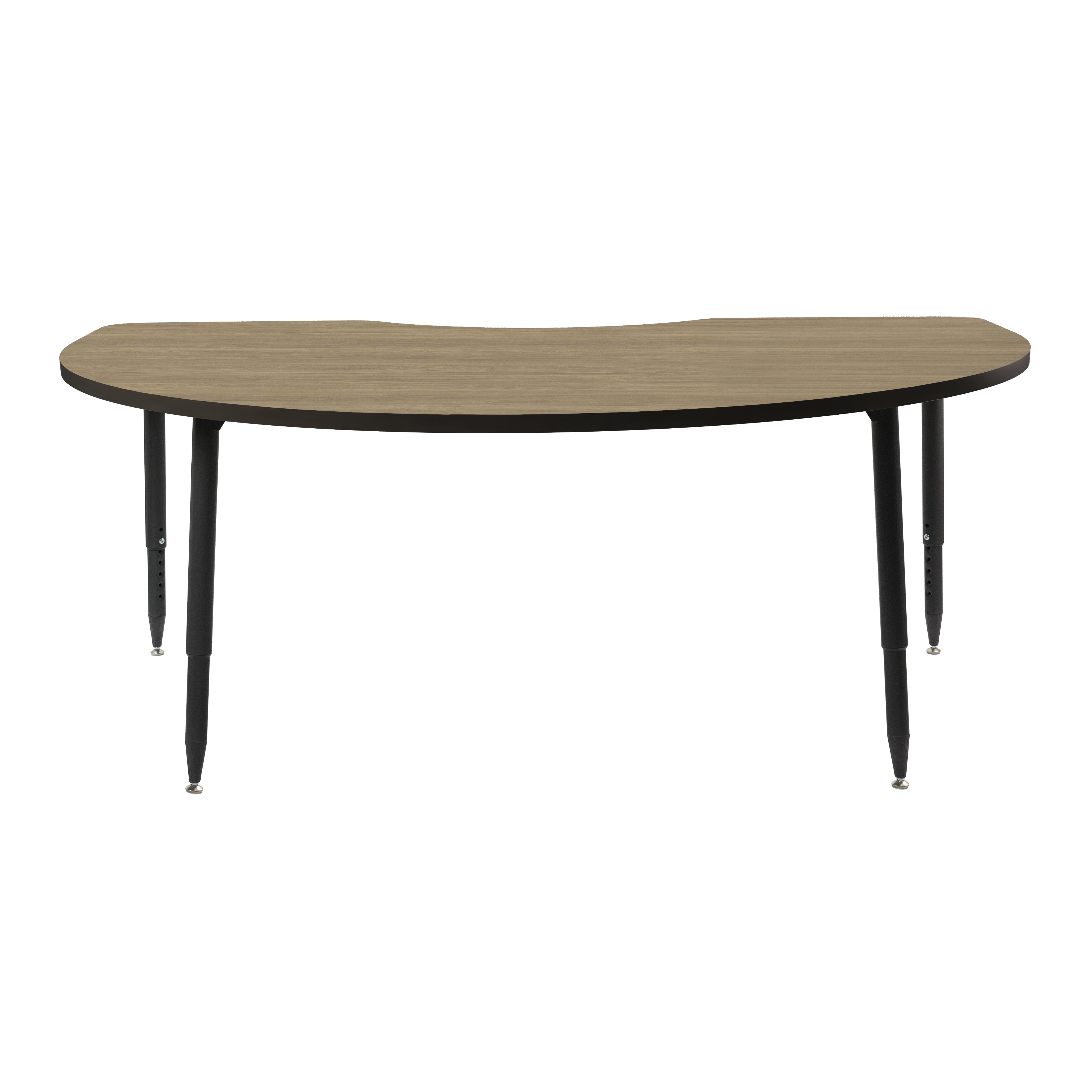 Adapte 48" x 72" Kidney Thermofused Activity Table with Adjustable Tapered Legs - Pasadena Oak/Black