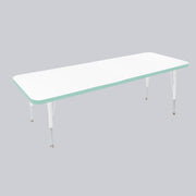 24" x 60" Rectangle Thermofused Activity Table with Adjustable Standard Swivel Glide Legs - White/Seafoam/White