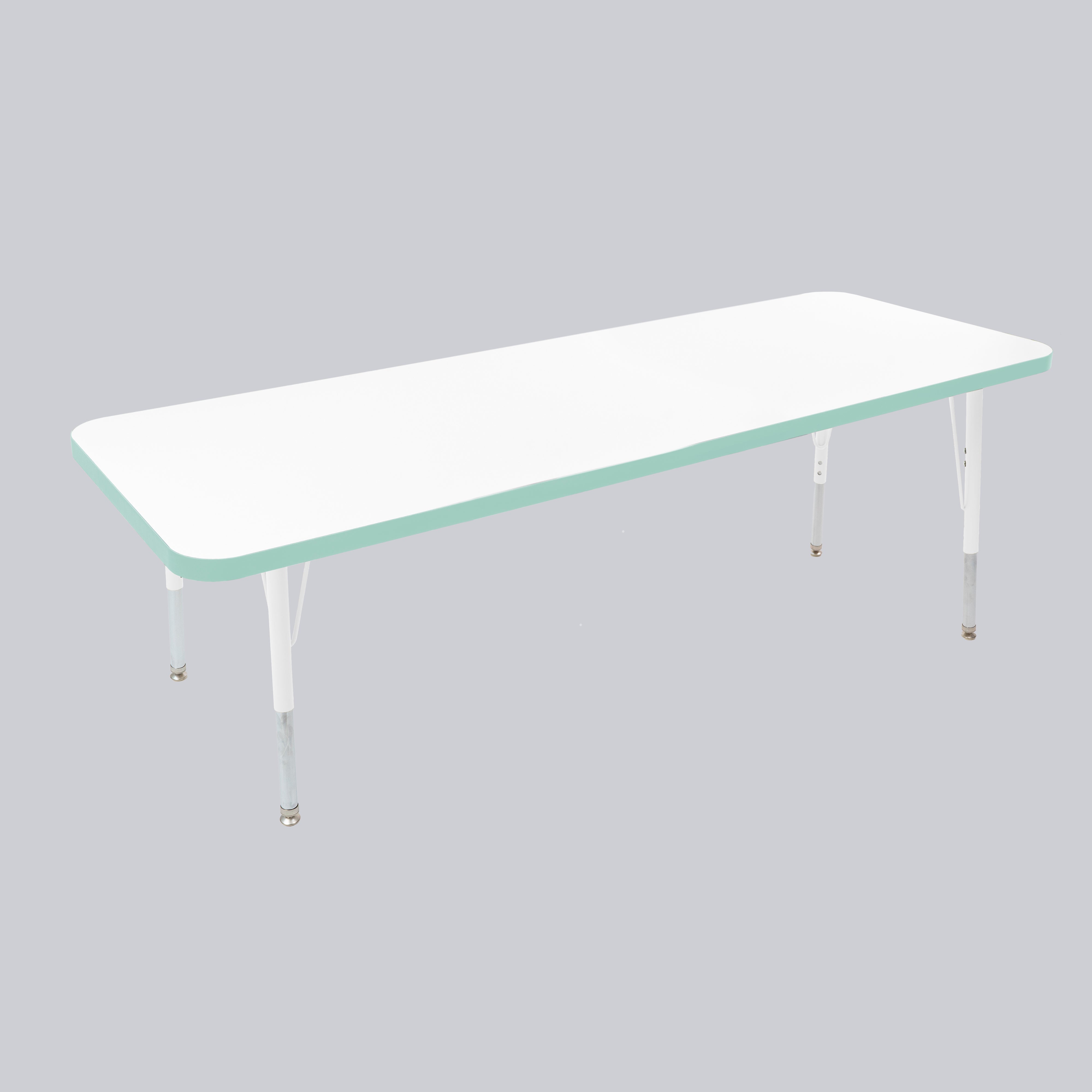 24" x 60" Rectangle Thermofused Activity Table with Adjustable Standard Swivel Glide Legs - White/Seafoam/White