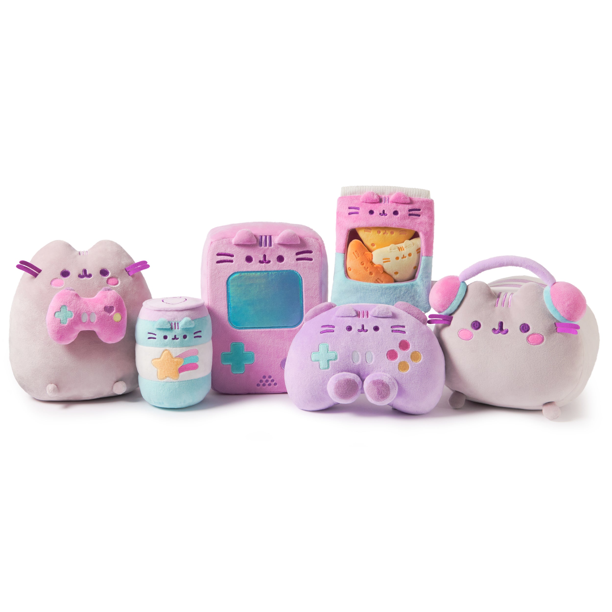 GUND Pusheen Gamer Plush, Squishy Toy, Collectible Plush Toy, Gaming Decor, Stuffed Animal for Ages 8 and Up, Gray, 9.5”