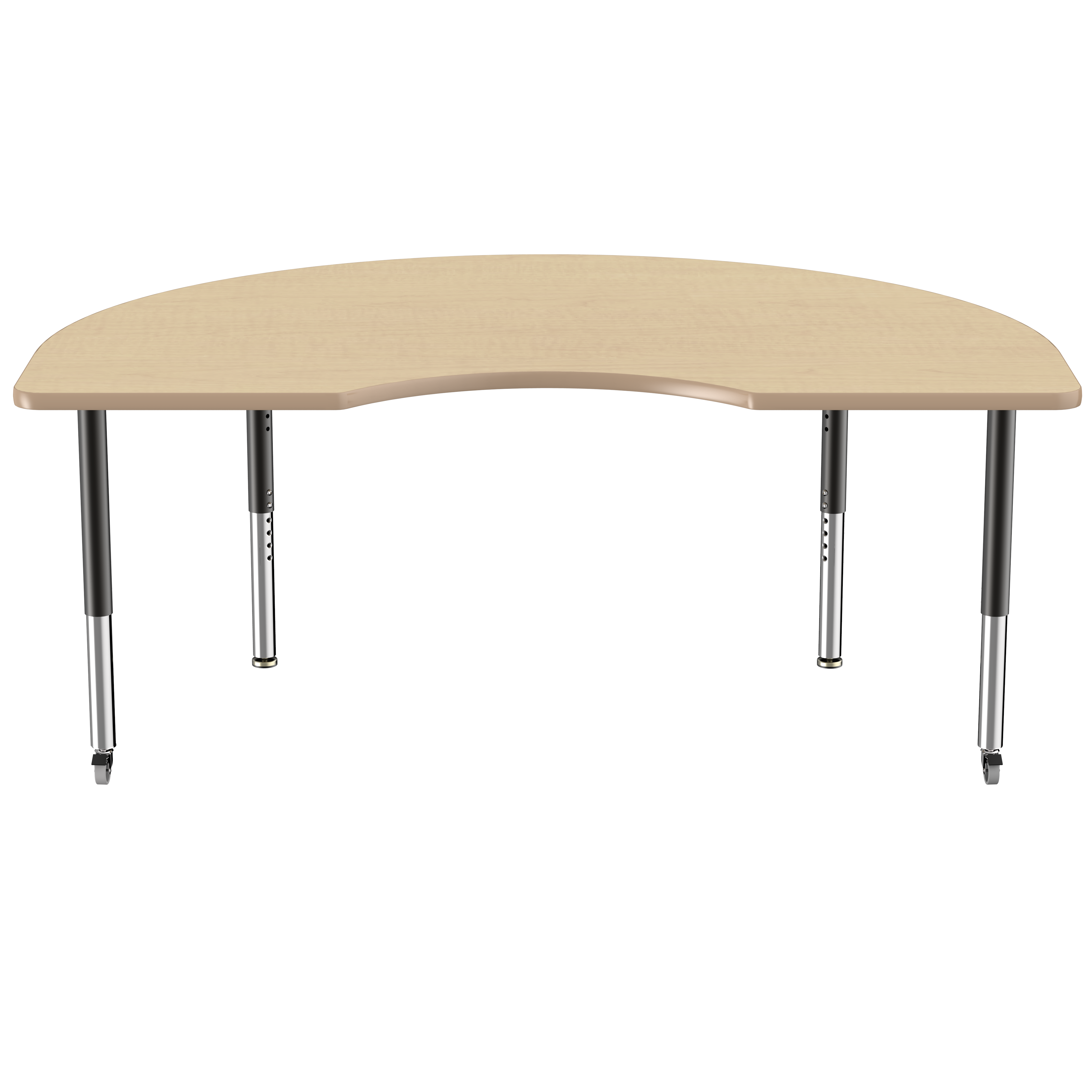 48" x 72" Kidney Thermofused Activity Table with Adjustable Super Legs - Maple/Maple/Black