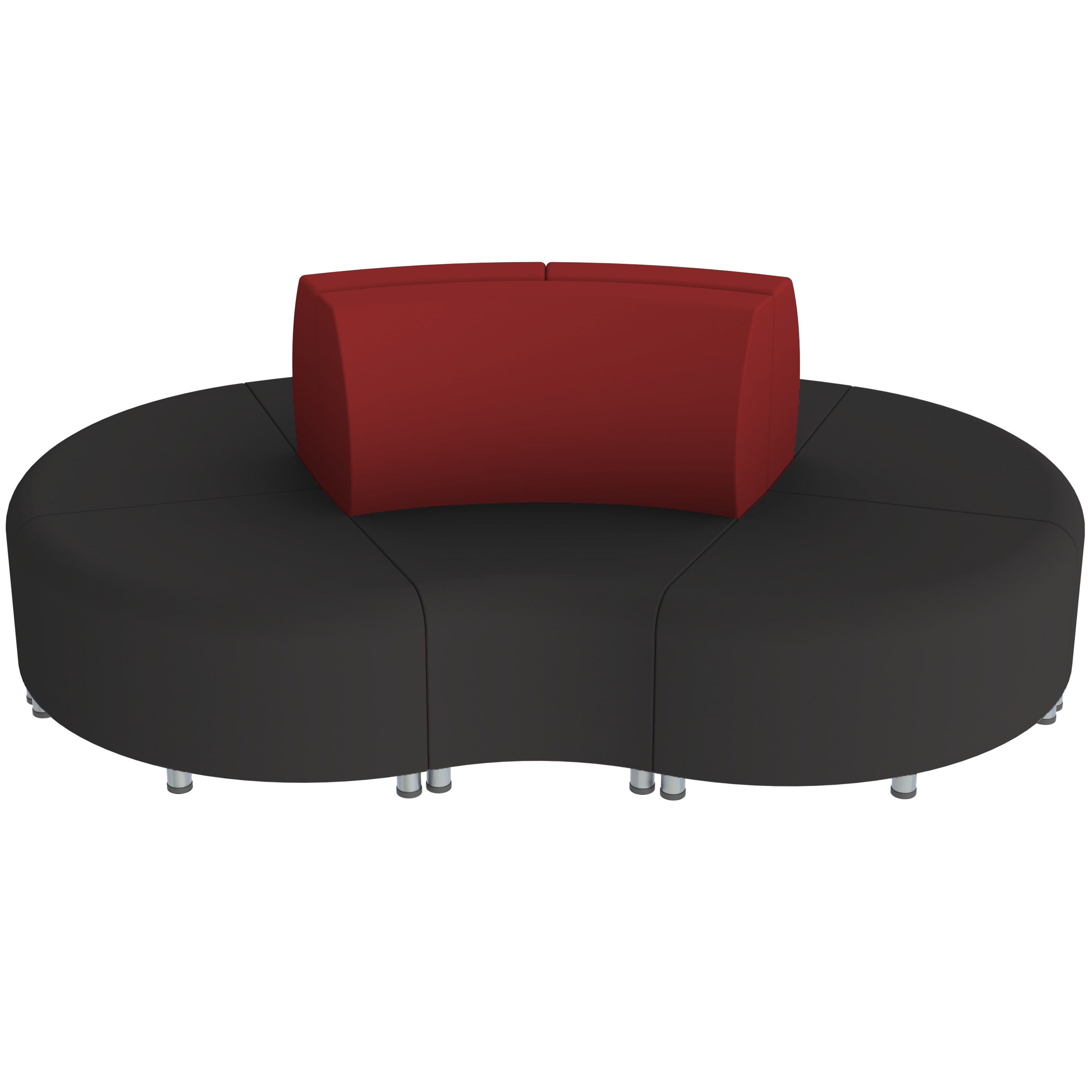 Pro Series Connect Curved Wavelet Seating, 7-Piece Set - Black/Crimson